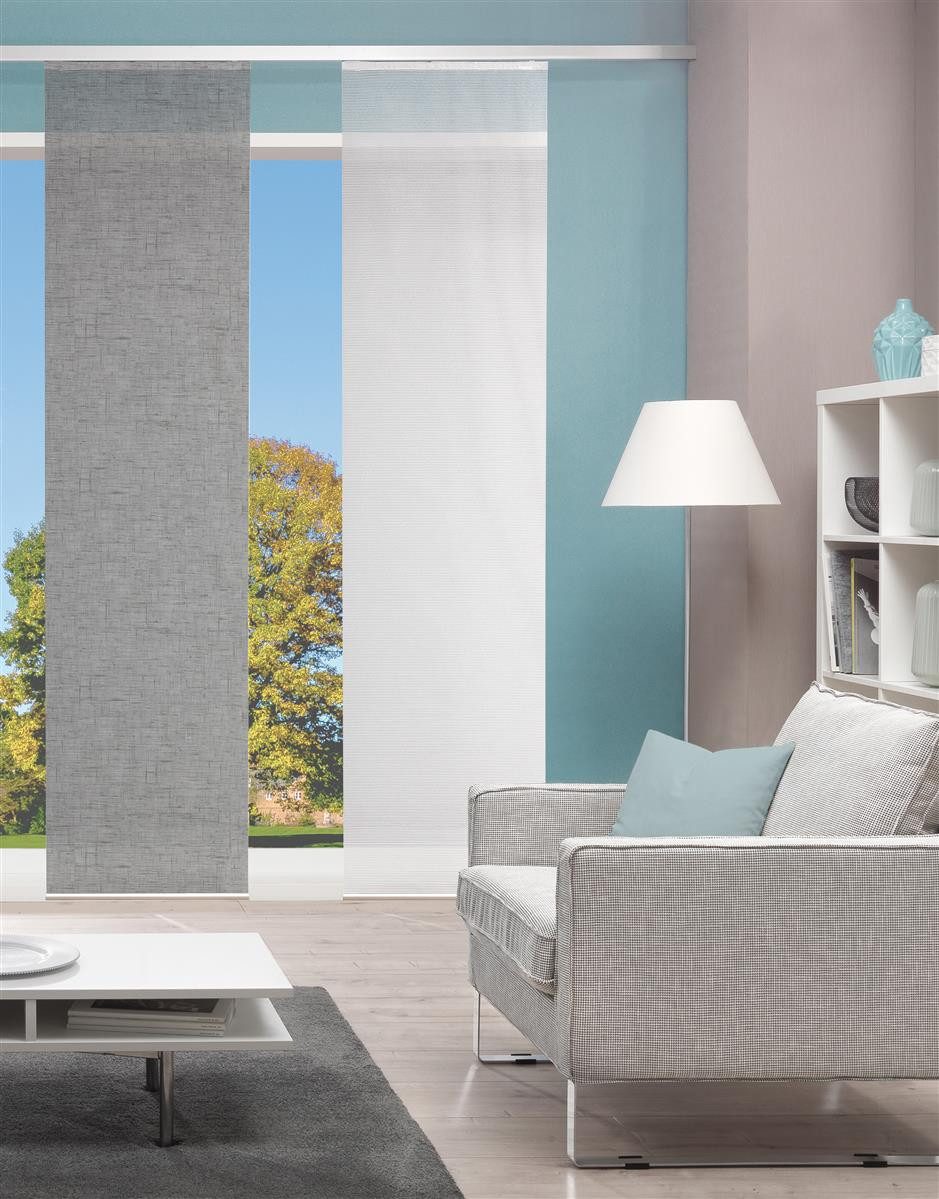 Vision S Schiebegardine Vision S Schiebevorhang Bambusoptik Digitaldruck Pive 260x60 cm Grau (1 St), Kunstfaser, 1x Schiebewand inkl. Paneelwagen und Klemmleiste Grau