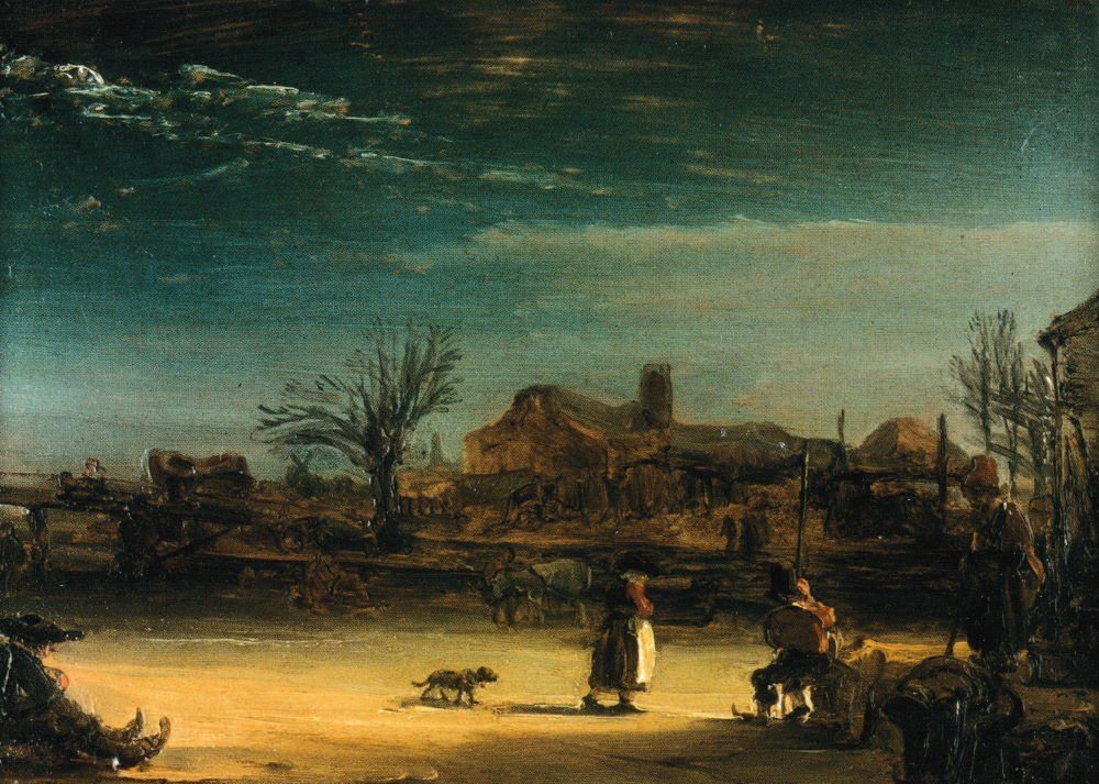 Rembrandt Kunstkarte Postkarte "Winterlandschaft"