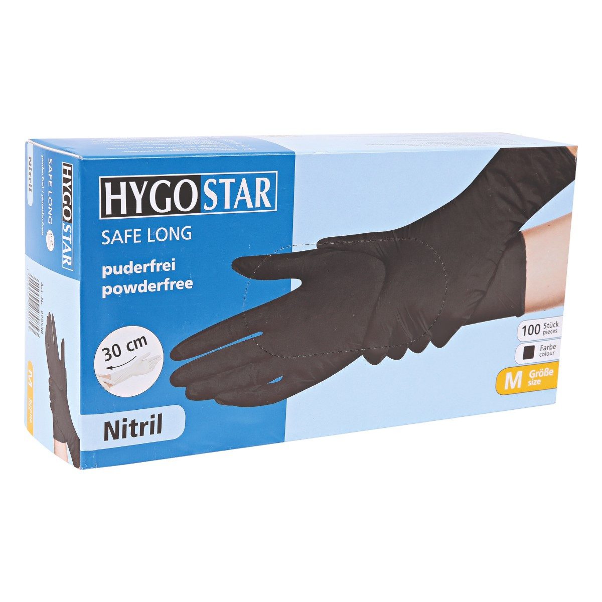 Franz Mensch Nitril-Handschuhe Hygostar "Safe Long", Schwarz, 100 Stück günstig online kaufen