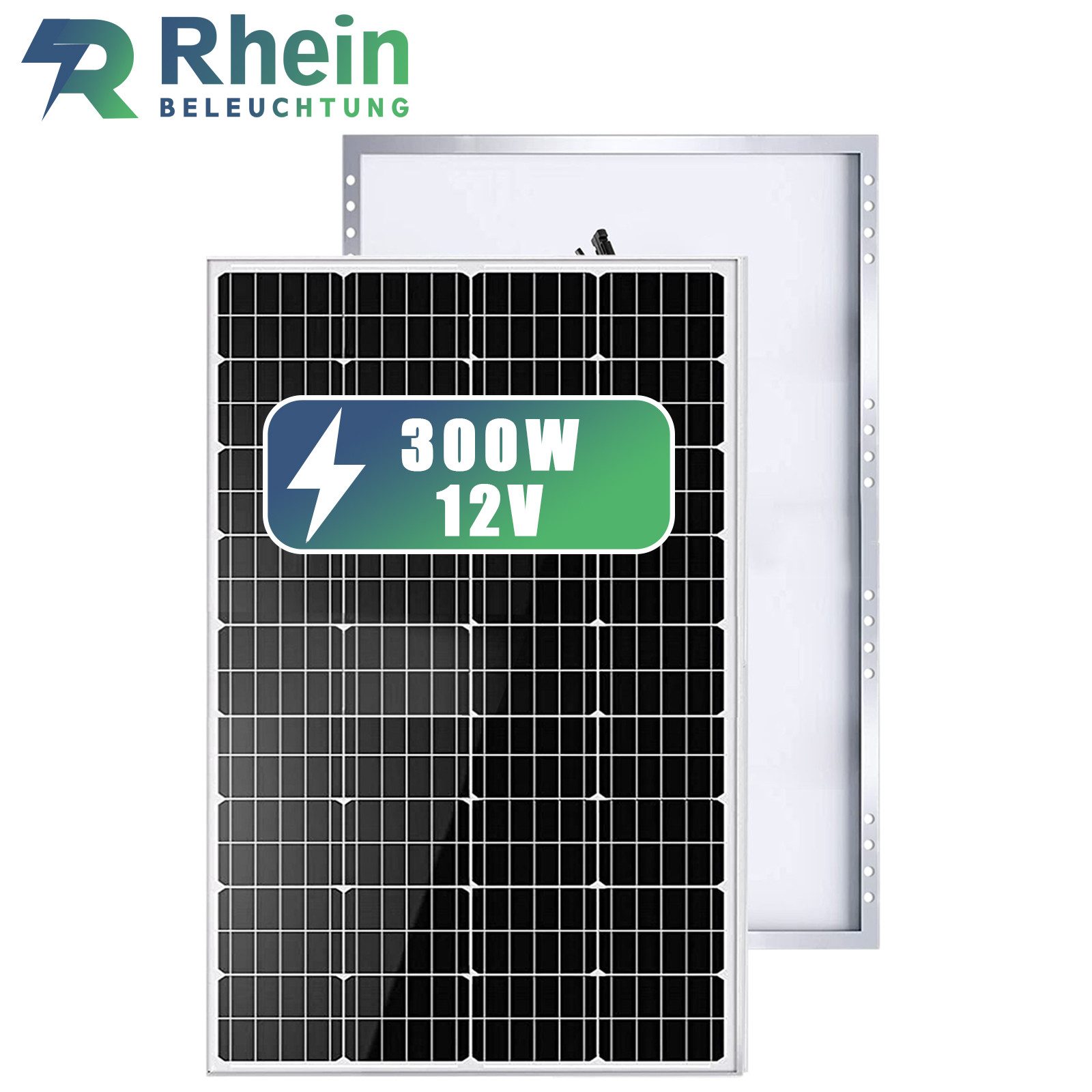 Rhein Beleuchtung Solarmodul 300 W 12 V Solar Panel, pv modul, solarmodule, 300 W, Monokristallin, (Geeignet für Wohnmobile, Hütten, Meeresgebiete, Häuser usw), Hochleistungsfähiges, langlebiges, wasserdichtes IP65-Design
