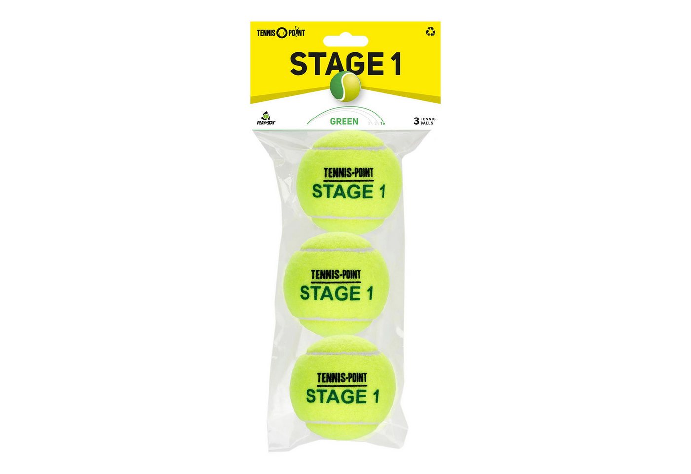 Tennis-Point Tennisball TP Stage 1 - 3 Tennisbälle - Play and Stay Ball - (3er Beutel)