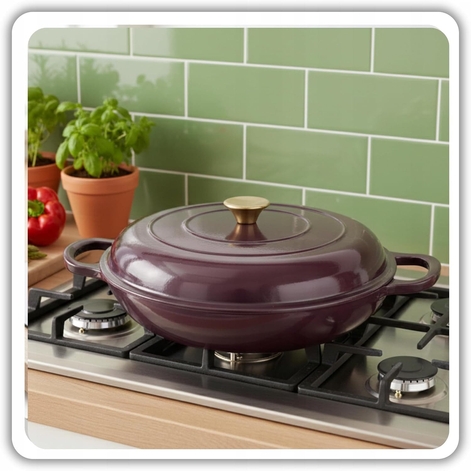 Torvon Schmortopf Gusseisen emailliert 30 cm 3 L mit Deckel – Bild 4 von 5