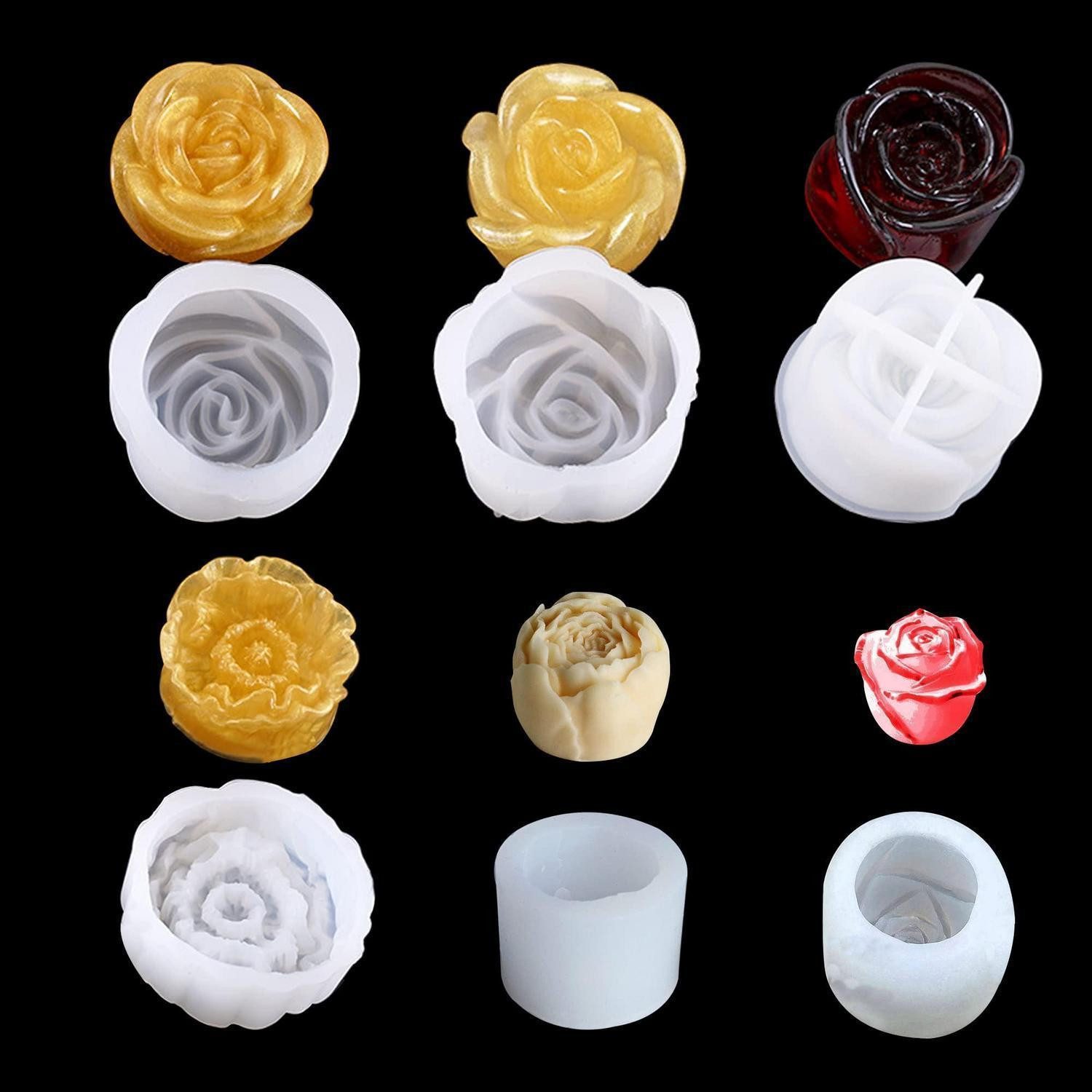 LuxusKollektion Silikonform 3D Blumen Silikonform 6 Stk, (6-tlg)