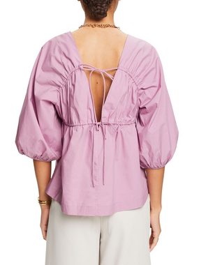 Esprit Kurzarmbluse Popeline-Bluse mit Blouson-Ärmeln