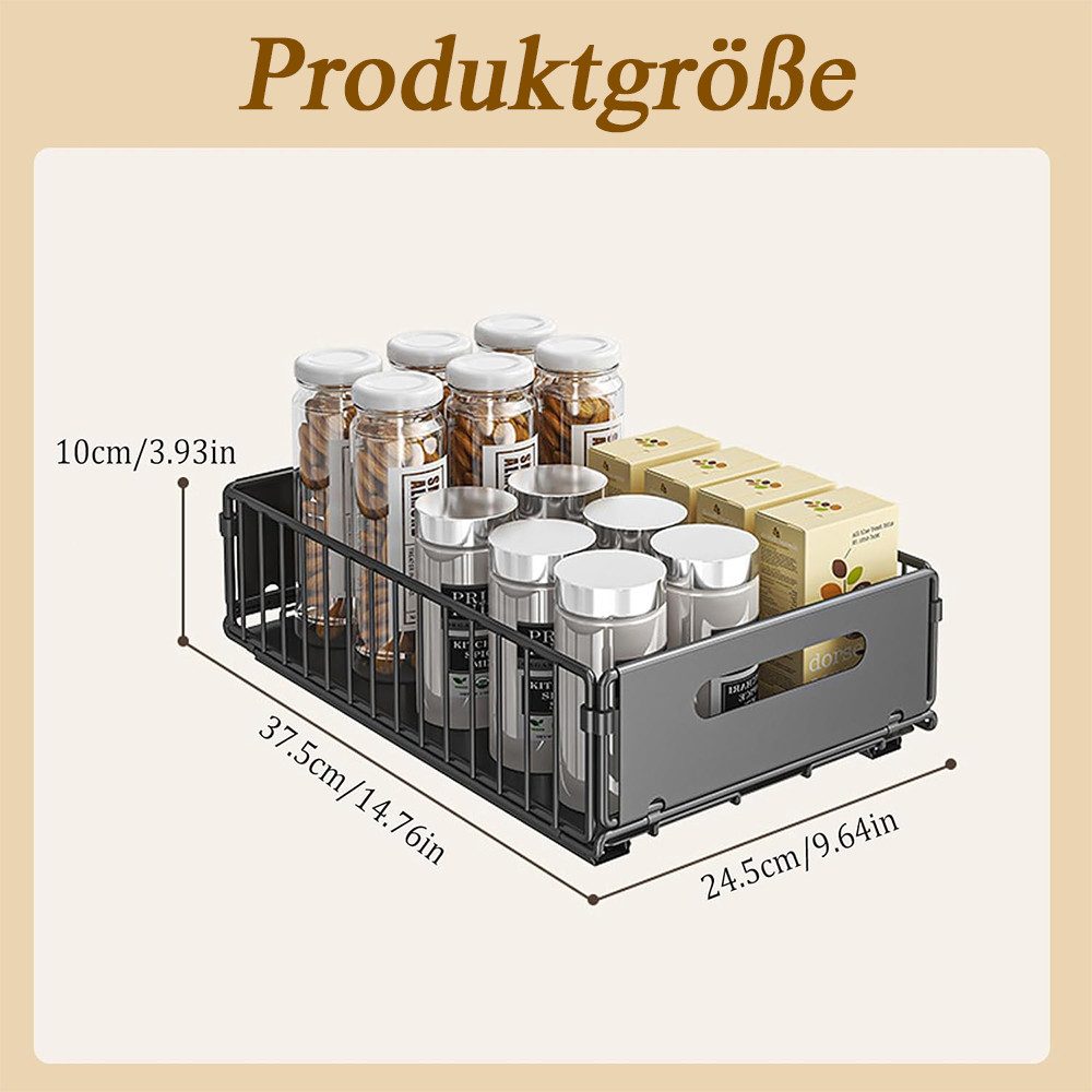 TUWENA Küchenorganizer-Set 2 Stück Teleskopschublade, Faltbar Ausziehbare Schublade Küche, Kein Bohren Metall Ausziehbarer Schrank Organizer für Küche, Bad