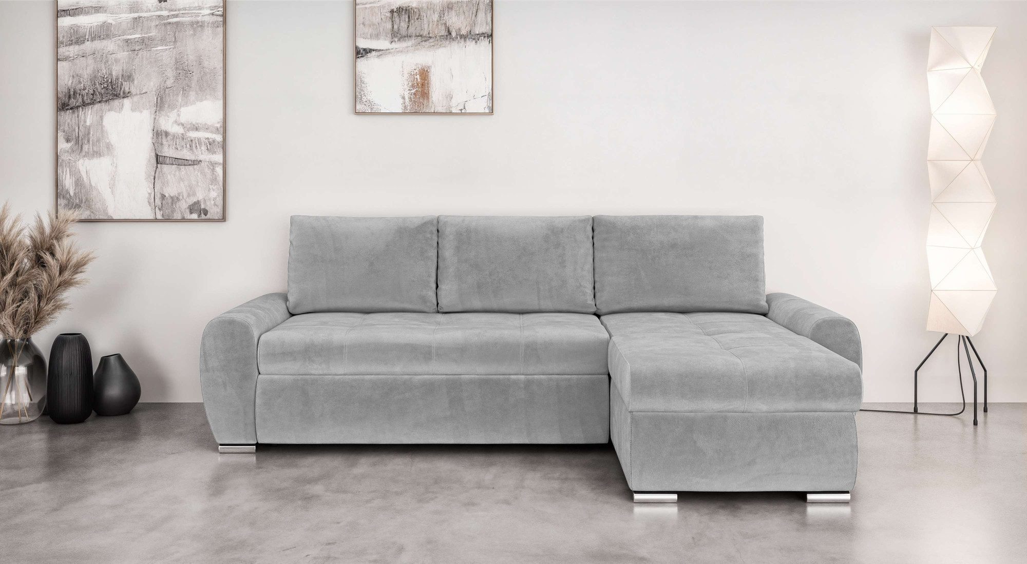 Home affaire Ecksofa HAVERHILL Schlafsofa mit Bettkasten, Maße B/H/T: 237/89/166 cm, L-Form mit Recamiere links oder rechts bestellbar, Wellenunterfederung