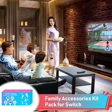 walkbee 10-in-1 Switch Controller Spiele Zubehör Sets Nintendo Switch Sports Controller (10-in-1-Familien Party Pack Spielzubehör Set Kit, 10 St., für Switch OLED Sportspiele)