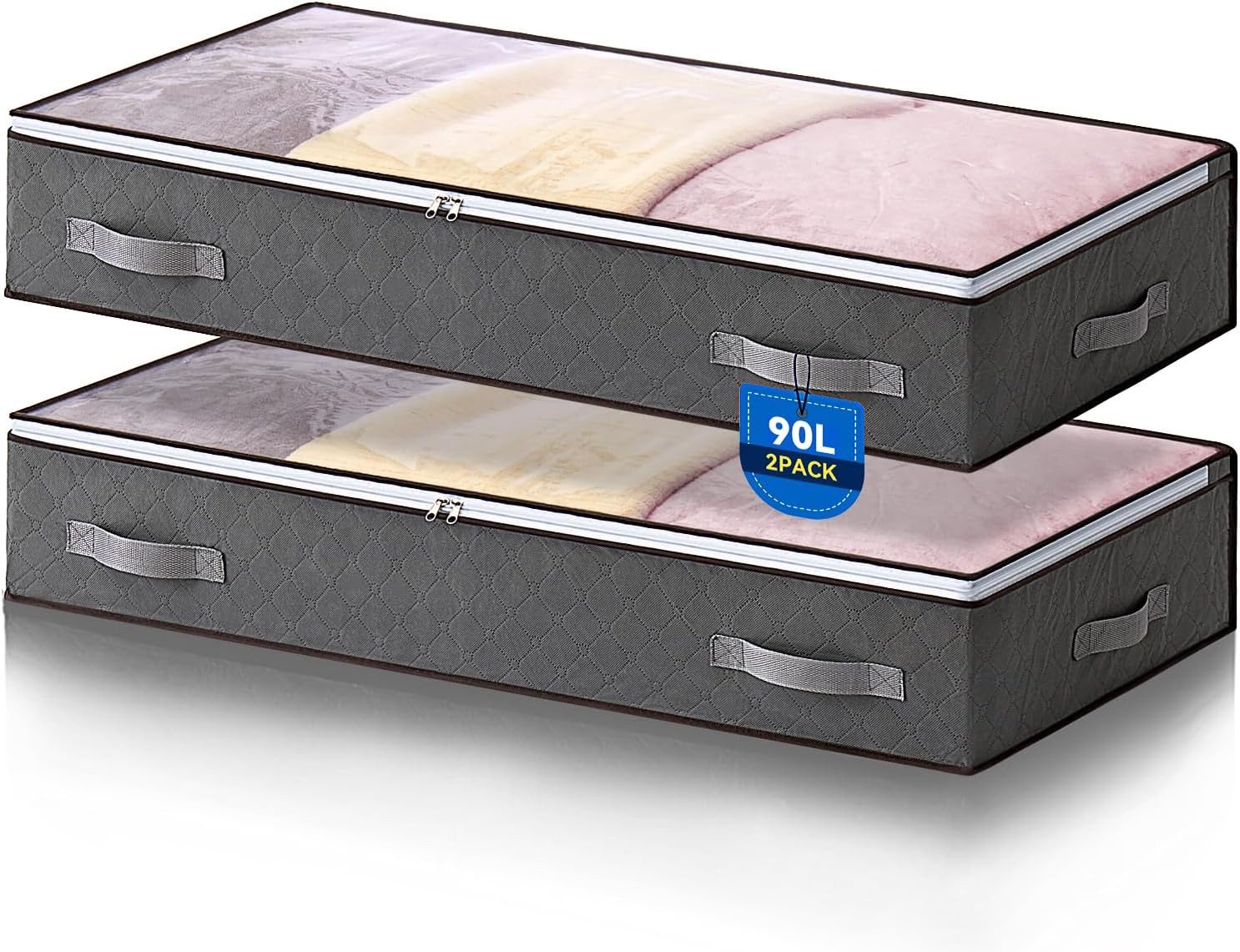 FELIXLEO Unterbettkommode 2er Set 90L Unterbett Aufbewahrungsbox mit Deckel Grau (1 St)