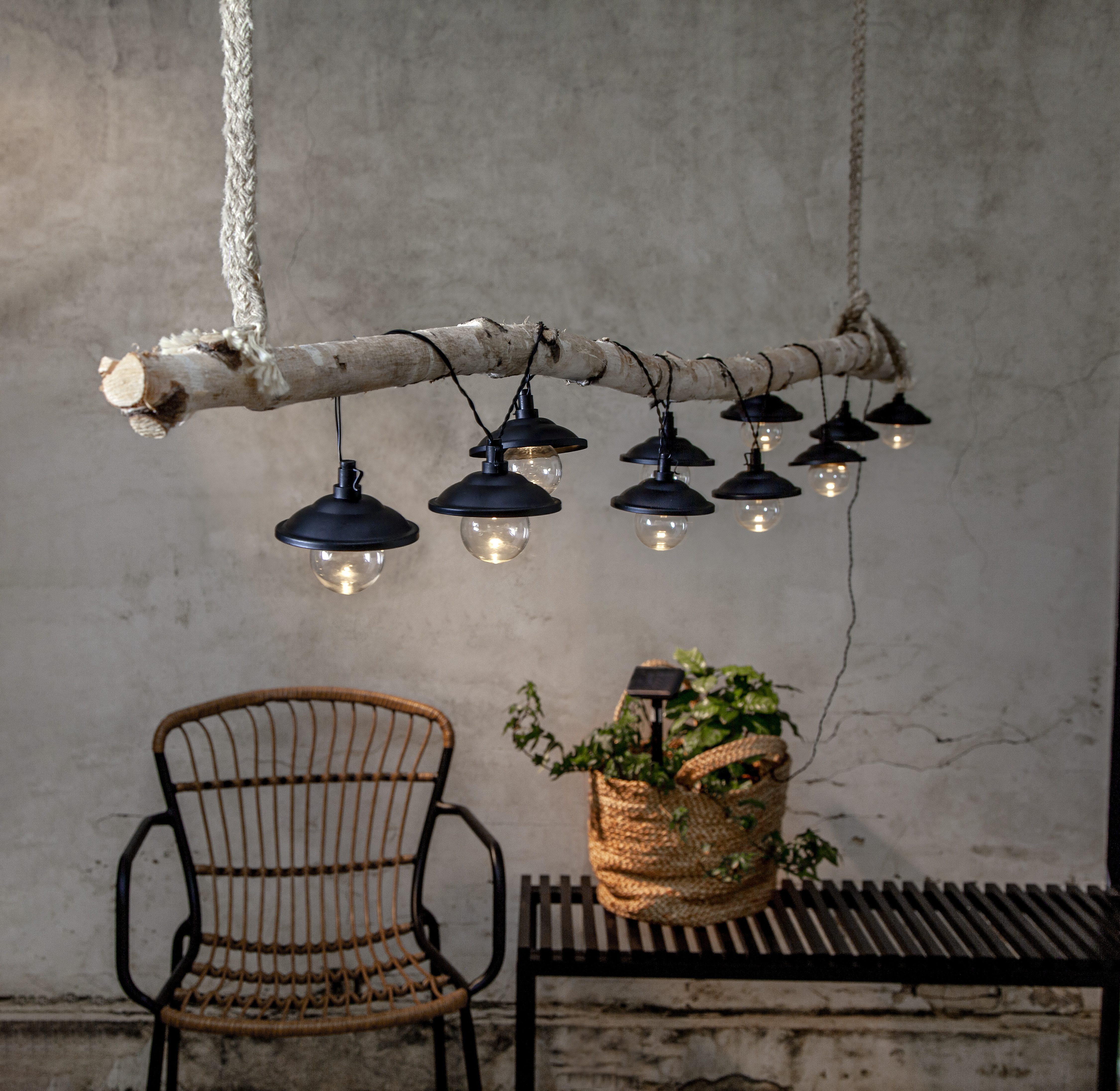 STAR TRADING LED-Lichterkette Globe Shade, 10-flammig, ca. 1,8 m + ca. 2 m Zuleitung, Akku, outdoor, Vierfarb-Karton