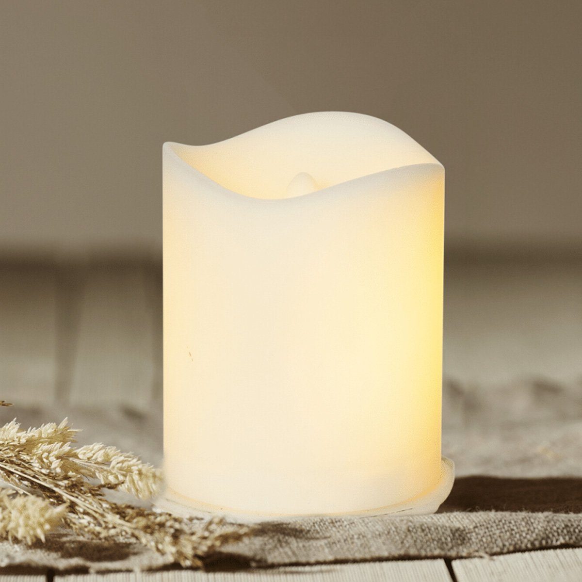 MARELIDA LED-Kerze LED Mini Kerze Grabkerze mit Feuereffekt mit Batterien H:7cm f. Außen