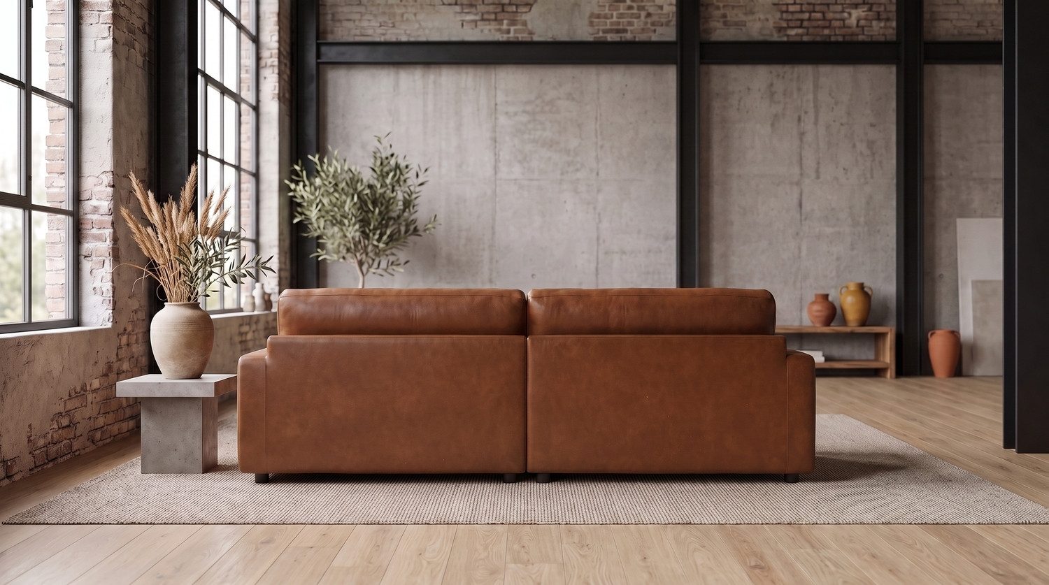 KAWOLA Big-Sofa MARLIN Bigsofa aus Lederfaserstoff, cognac, Big Sofa Lederfaserstoff cognac – Bild 5 von 5