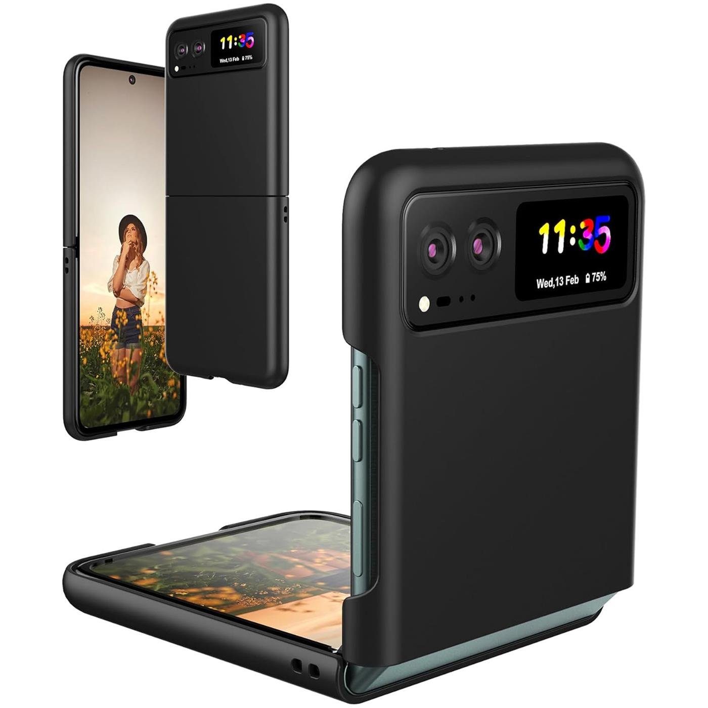 CoolGadget Handyhülle Black Series Handy Hülle für Motorola Razr 40 6,9 Zoll, Edle Silikon Schlicht Robust Schutzhülle für Razr 40 Hülle