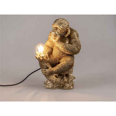 formano Schreibtischlampe Stimmungslampe in Form eines goldenen Affen 25x41cm aus Kunststein, wechselbar, Dekolampe