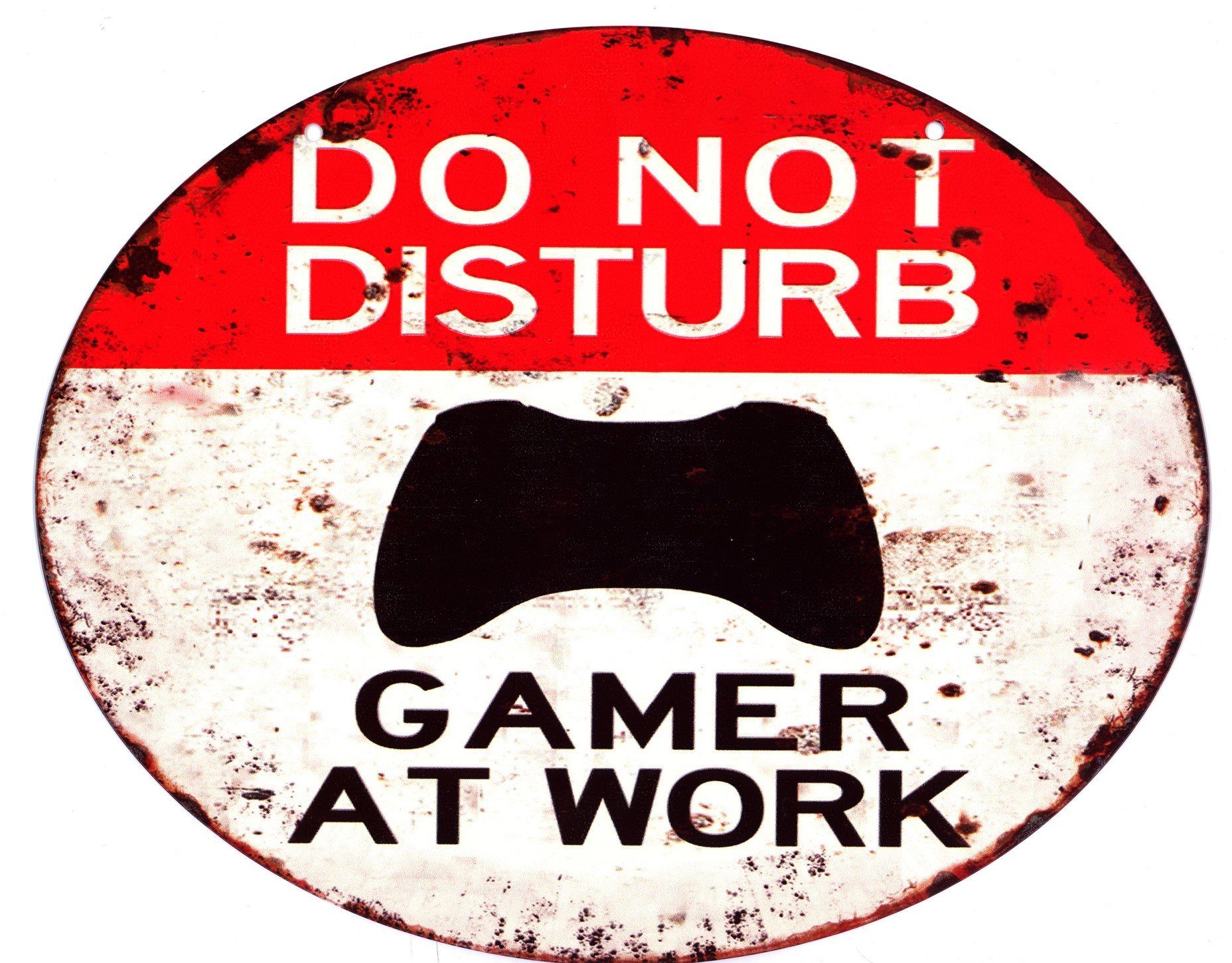 Metallschild Blechschild Gamer at Work oval