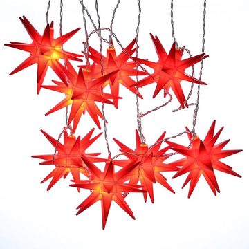 MARELIDA LED-Lichterkette LED Lichterkette 3D Sterne Deko für Außen Balkon 8 Mini Sterne rot, 8-flammig