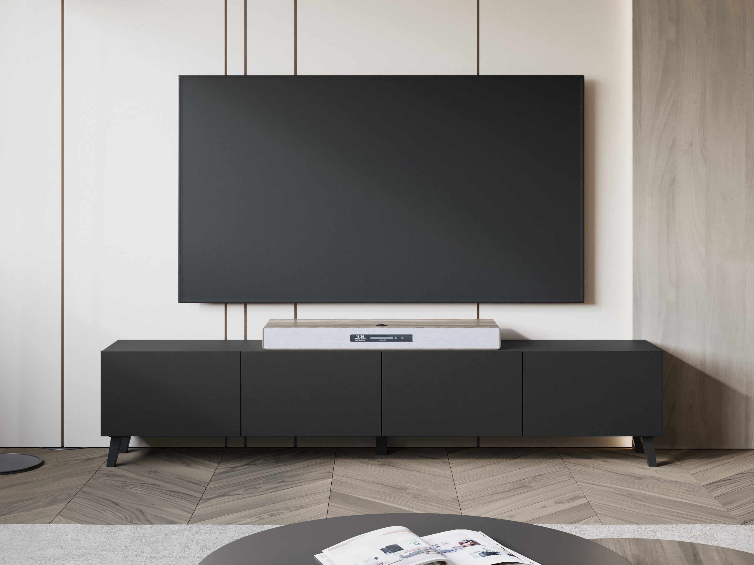 MIRJAN24 TV-Schrank Phuket 190 (mit vier Kleppen) Gedämpftem Schließsystem, 190x32x40 cm