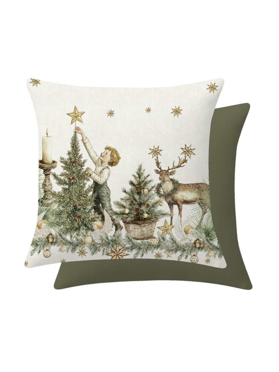 Garnier Thiebaut Kissenhülle Kissenhülle (2x Set) Noel vintage Dore 40x40 cm, (2 Stück)