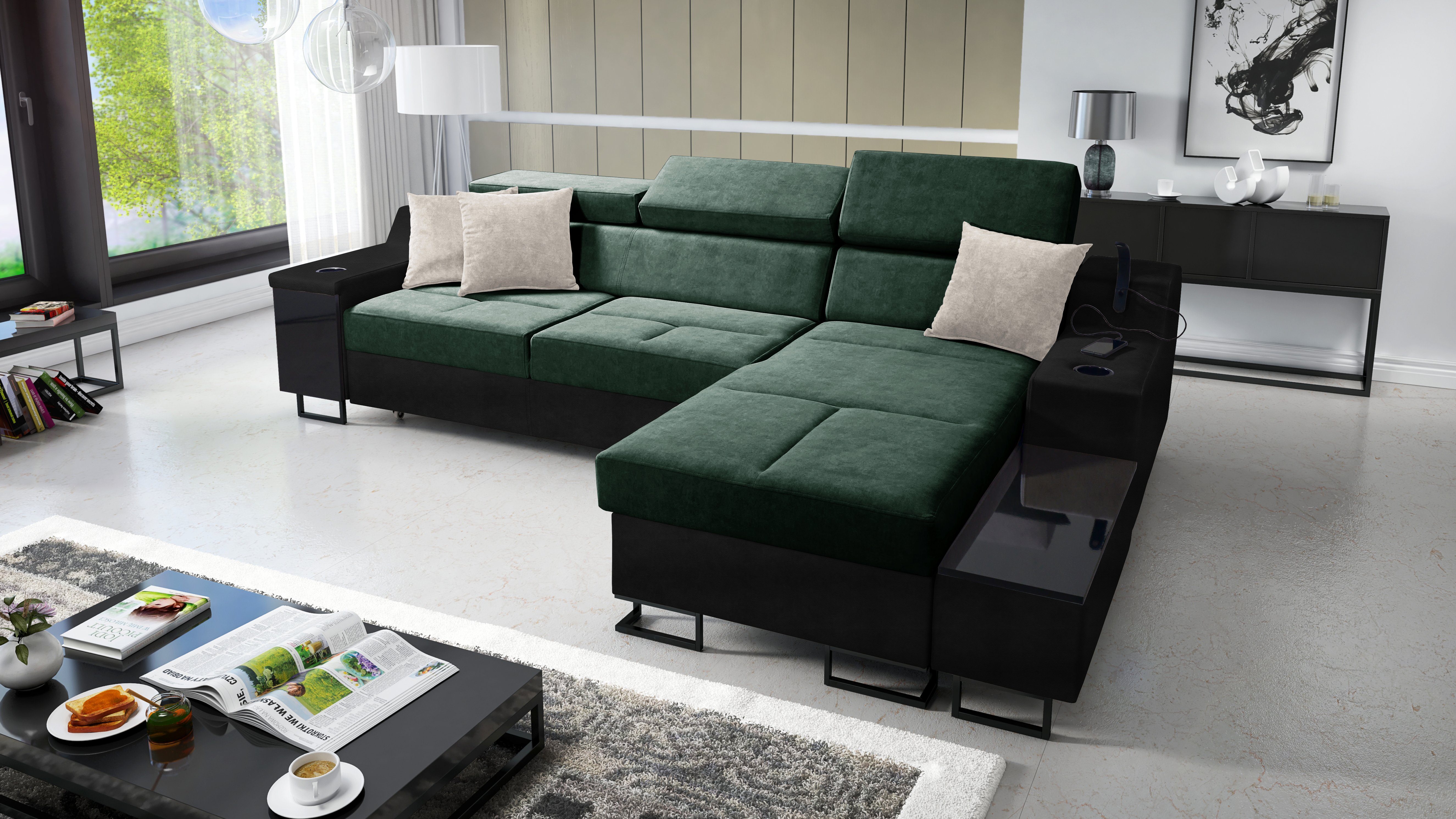 I Ecksofa & Aria WHISPER11+EKJV Maxi: Moderne Best Bettkasten for Wohnzimmer für Schlaffunktion Home das