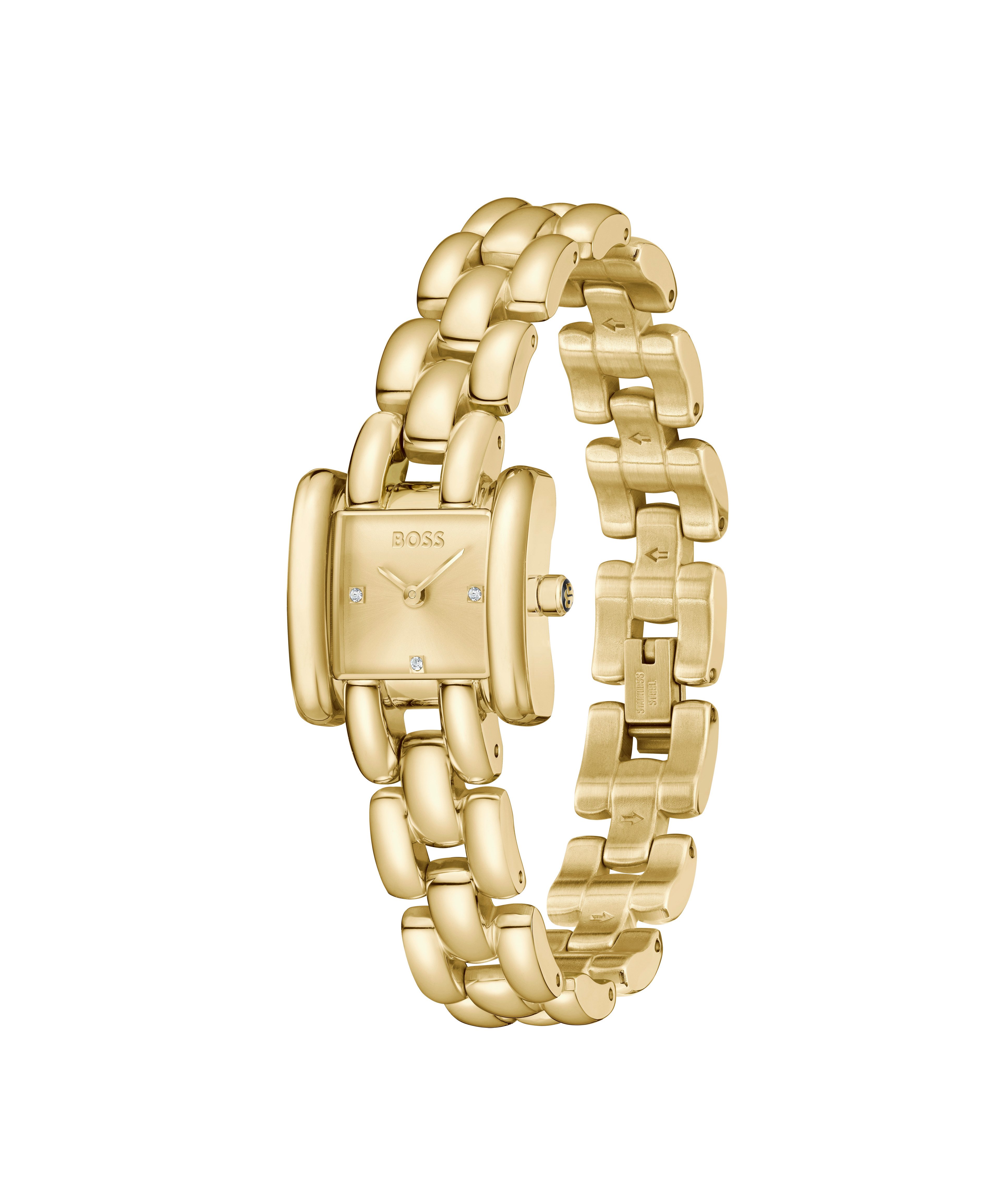 BOSS Quarzuhr VIOLET 1502874, Armbanduhr, Damenuhr, Edelstahlarmband, analog, Glaskristalle