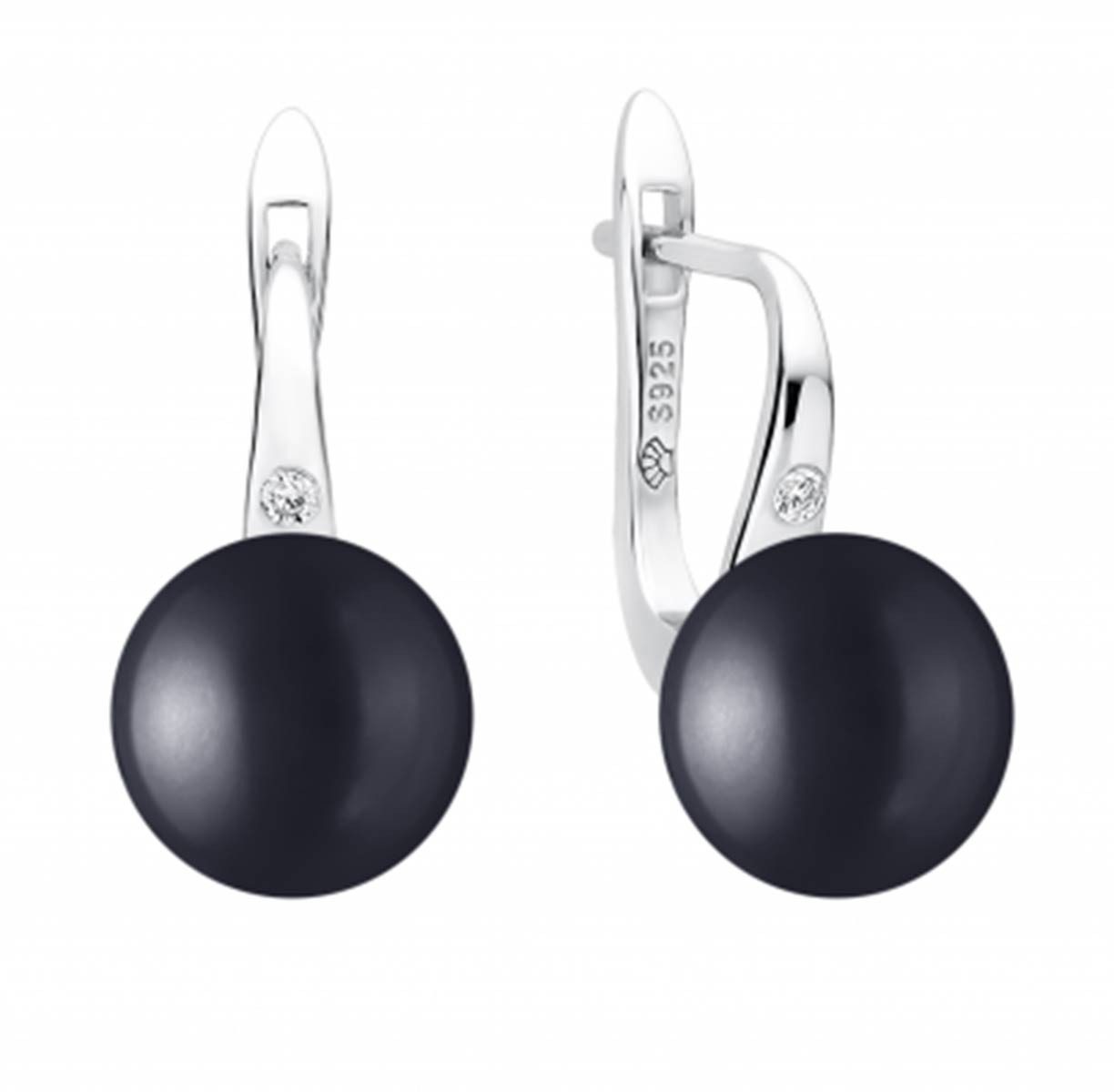 Gaura Pearls Сережки з бісеру Elegant schwarz rund 10-10.5 mm, echte Süßwasserzuchtperle, 925 Silber rhodiniert