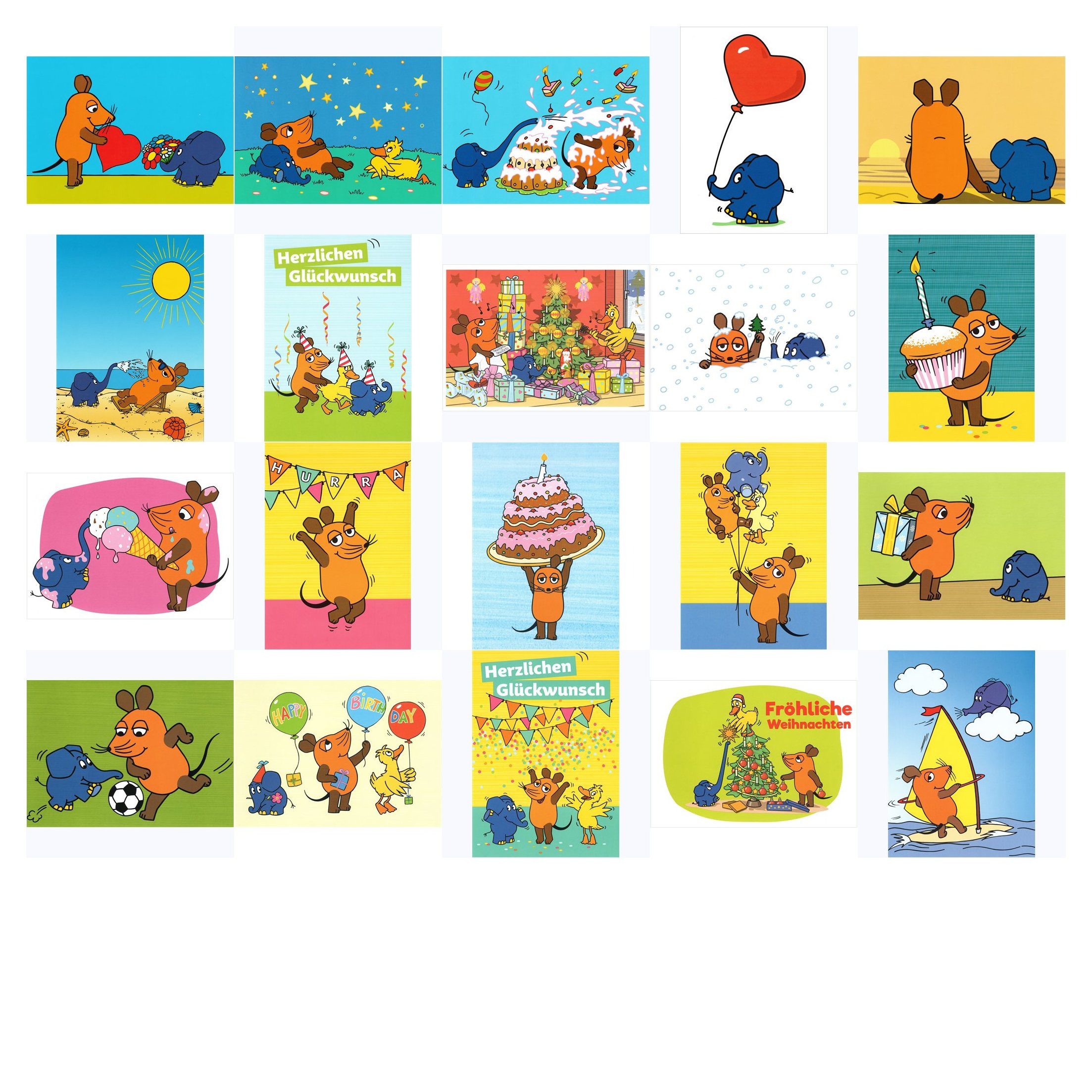 postkarten-universum.de Postkarte Postkarten-Komplett-Set "Sendung mit der Maus"
