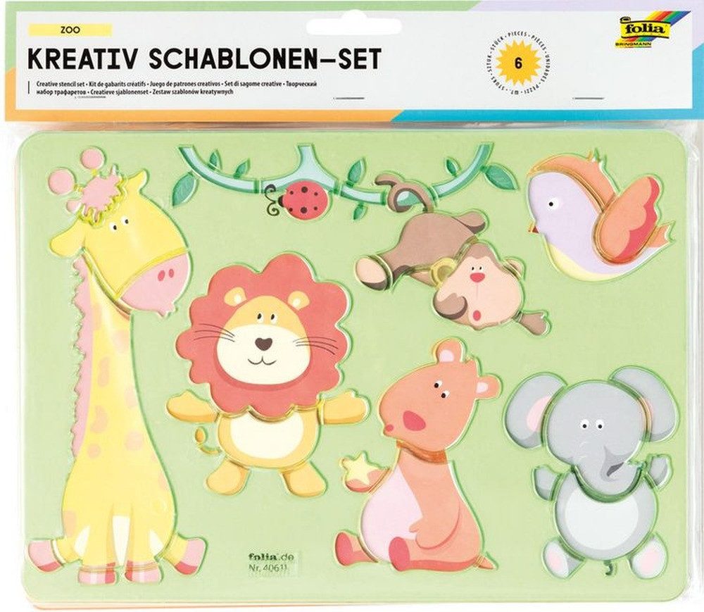 Folia Malschablone Malschablone Kreativ Zoo 6ST mit Vorlage