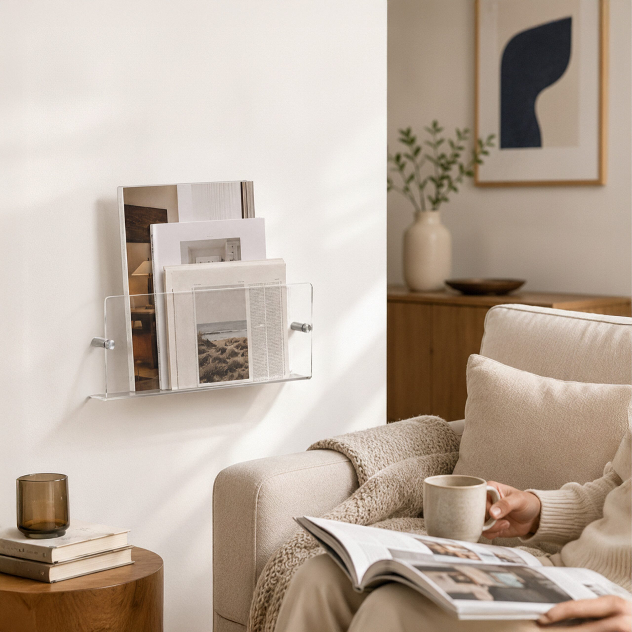 relaxdays Zeitungsständer Zeitschriftenhalter für die Wand 3er Set, M