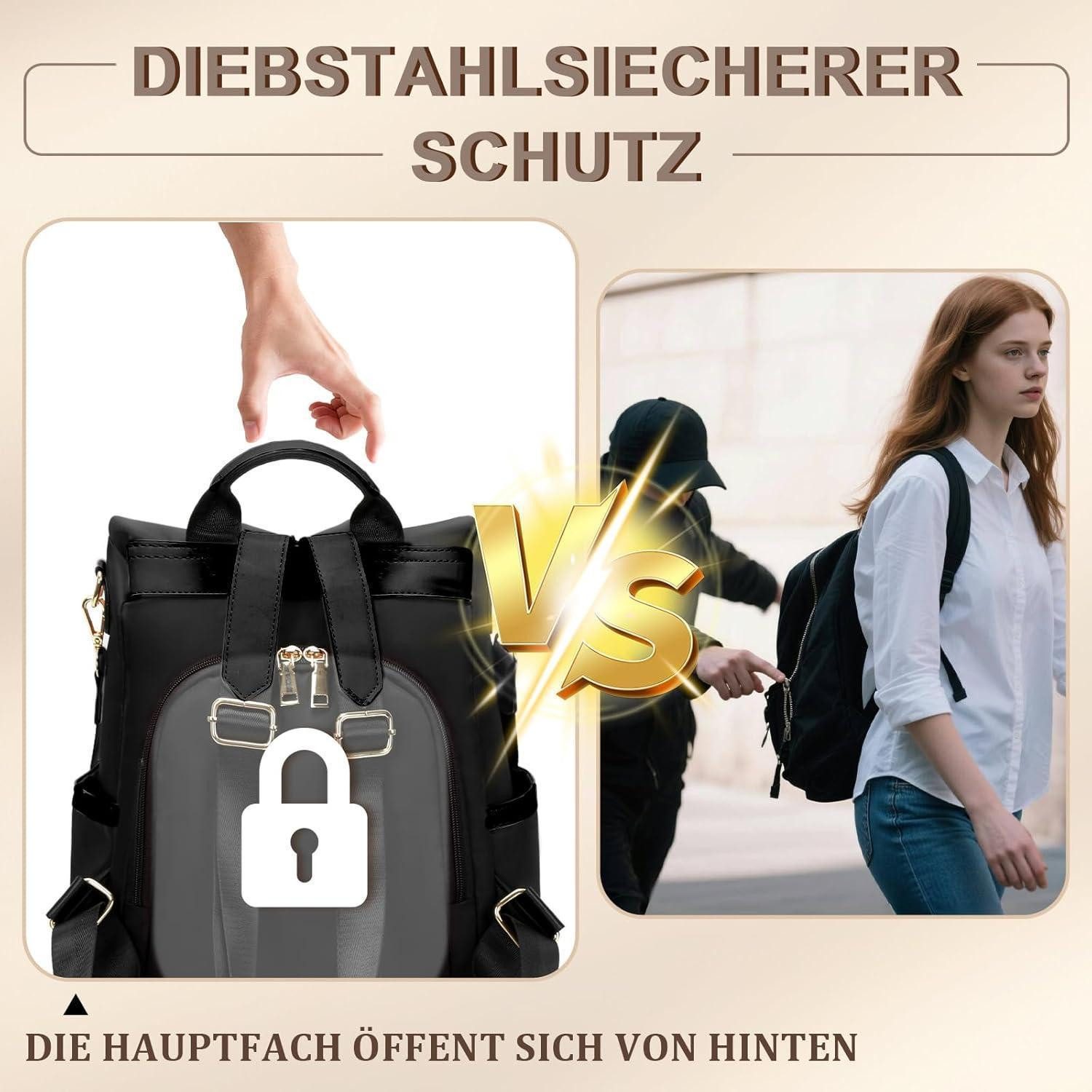 LuxusKollektion Cityrucksack Rucksack Damen Diebstahlsicher Cityrucksack El günstig online kaufen