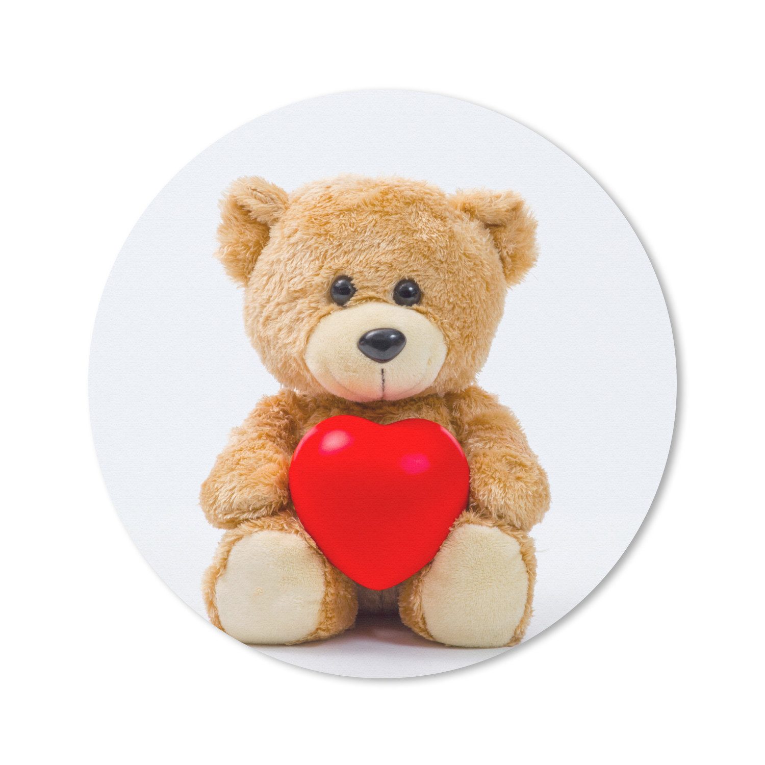 MuchoWow Mauspad Ein Teddybär zum Valentinstag (1-St), Büro für Tastatur und Maus, Mousepad Gaming, Rund 20x20 cm