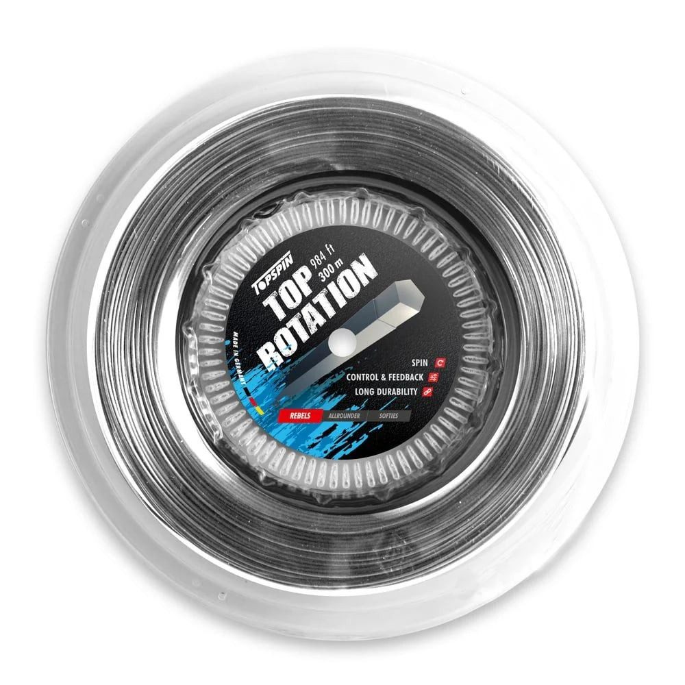 Tennissaite Top Rotation (Haltbarkeit+Spin) grau 300m Rolle