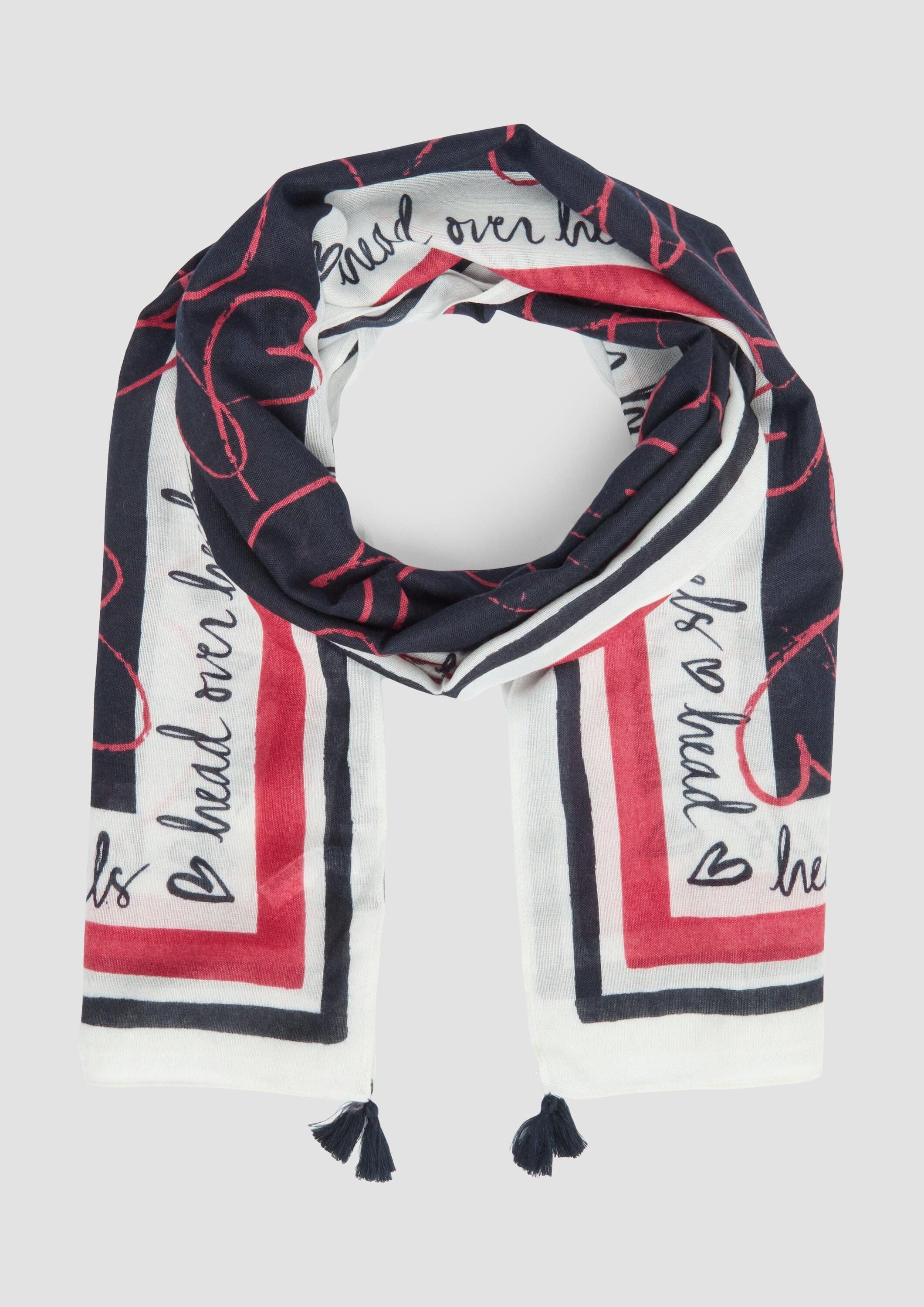 s.Oliver Schal Tuch, Tuch mit Quasten und Herz-Print günstig online kaufen