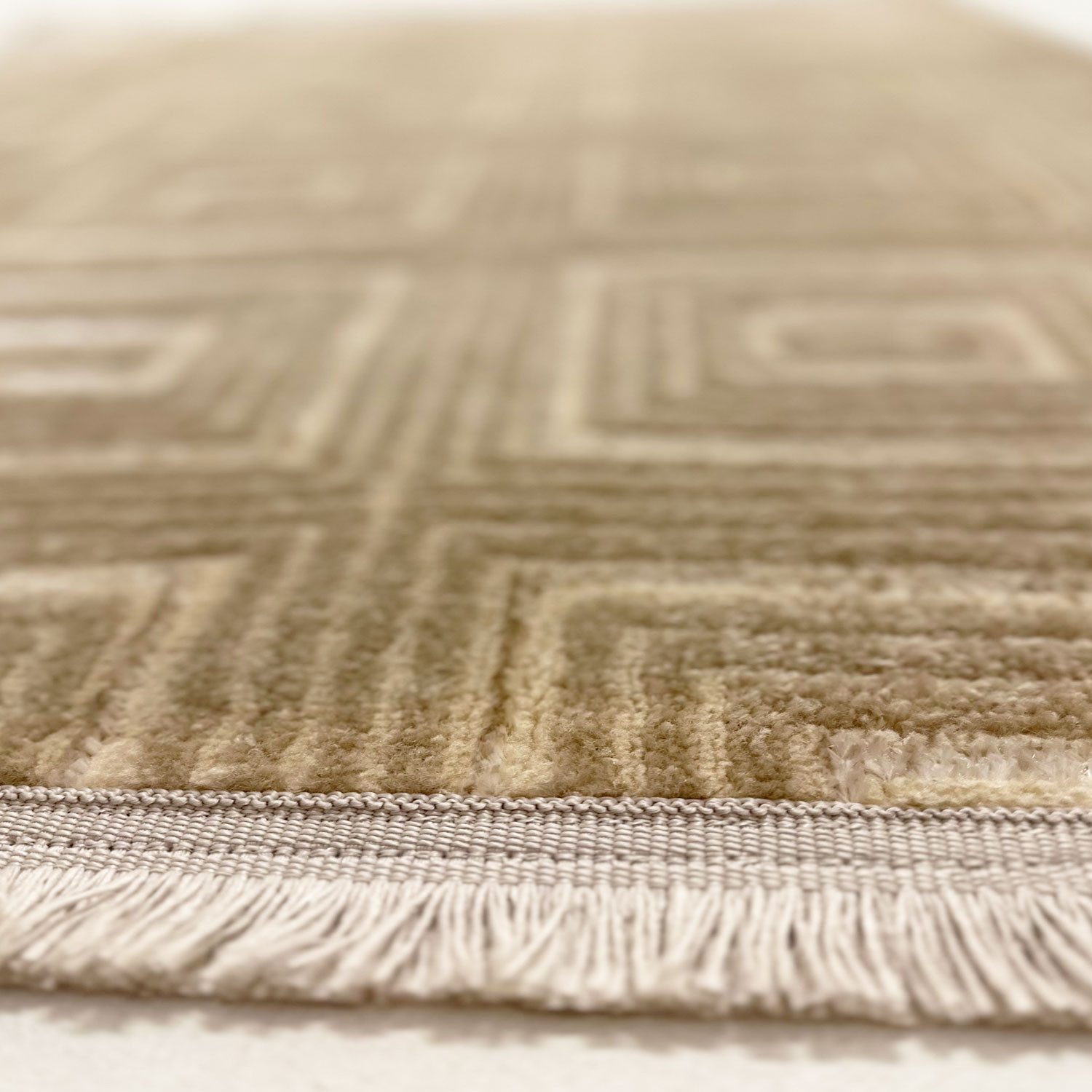Vimoda Teppich Teppich Wohnzimmer neues dünn Designteppich kariert moderne, Rechteckig, Höhe: 5 mm, Kurzflor Teppich 3D, Sommer/Winter, glänzenden Linien, Frans – Bild 4 von 5