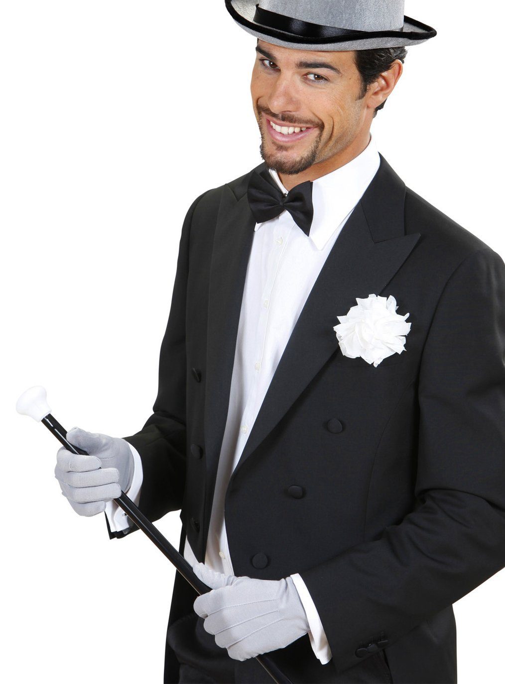 Widdmann Kostüm Stoffhandschuhe grau, Einfarbige, dehnbare Handschuhe für Damen und Herren