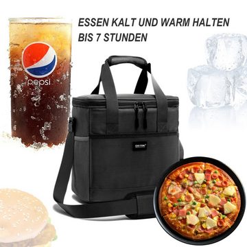 TAN.TOMI Thermobehälter Thermobehalter Lunchtasche Kühltasche Isoliertasche Picknickkorb, Polyester, 17.2Liter faltbar, wasserdicht perfekt für Arbeit, Schule unterwegs