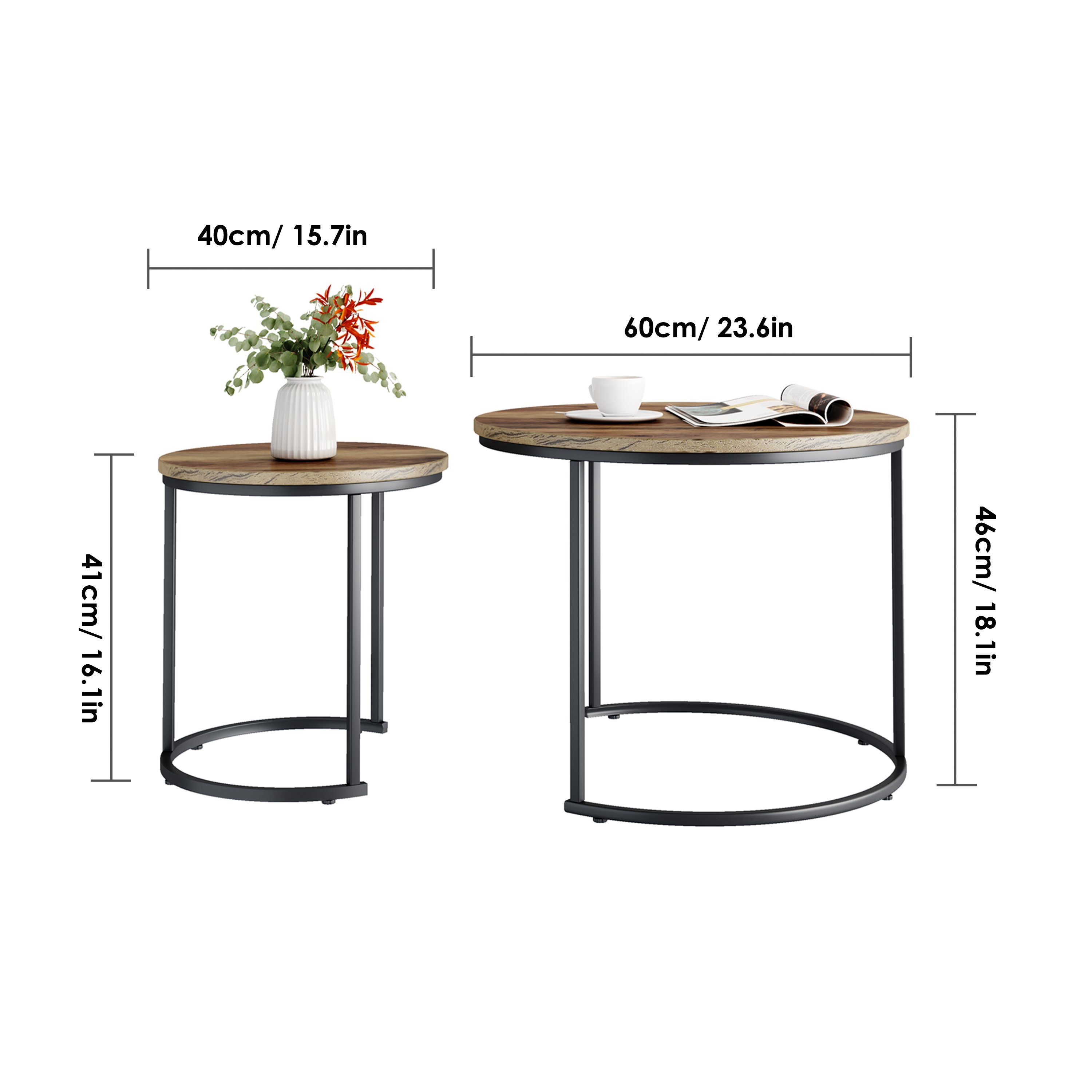 Homfa Satztisch, 2er Set Couchtisch rund Beistelltisch Kaffetisch Sofatisch Holz. Reduzierter Preis € 49,99. Unverbindliche Preisempfehlung € 99,99, (€ 49,99 pro 1 Stk)