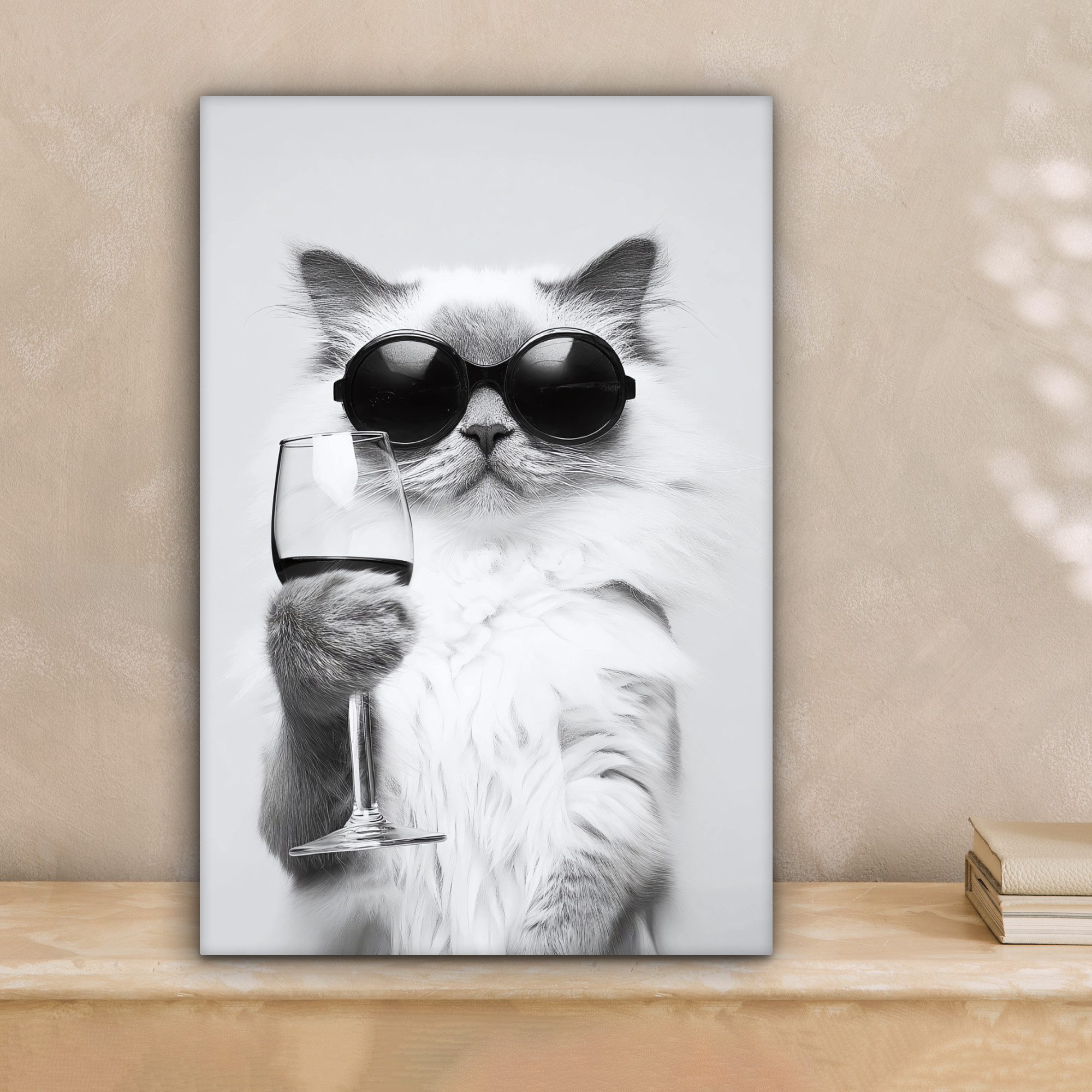 OneMillionCanvasses® Leinwandbild Katze - Sonnenbrille - günstig online kaufen