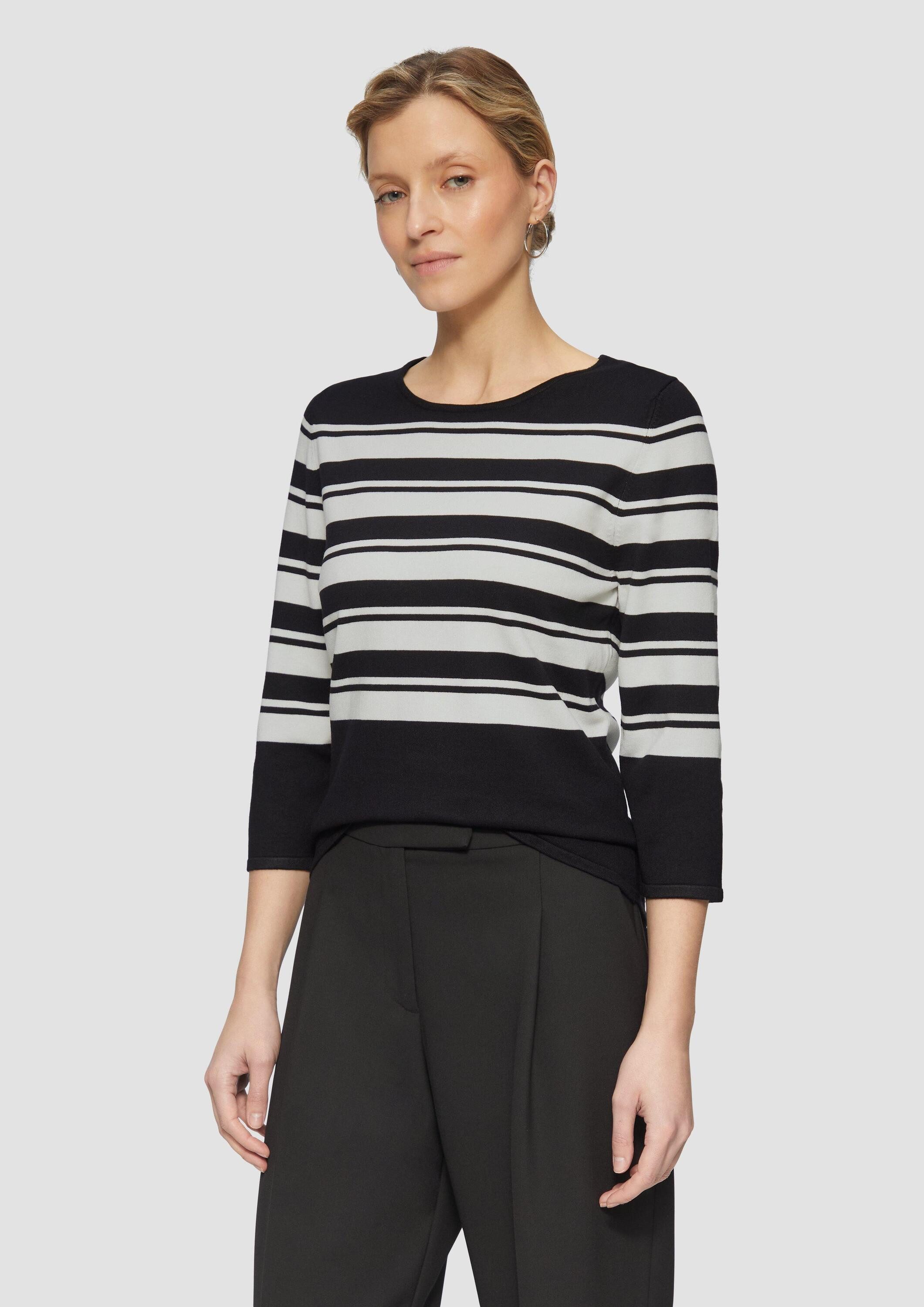 s.Oliver 3/4 Arm-Pullover Strickpullover Gestreifter Strickpullover aus Vis günstig online kaufen