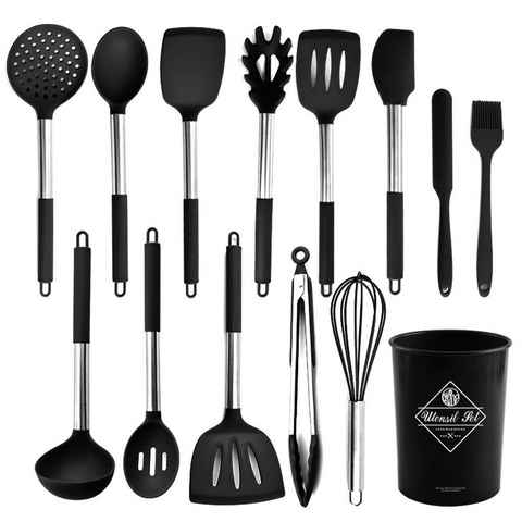 esieby Kochbesteck-Set Schwarz, Silikon Küchenutensilien Set, Küchenhelfer, Küchengerät (13-tlg)