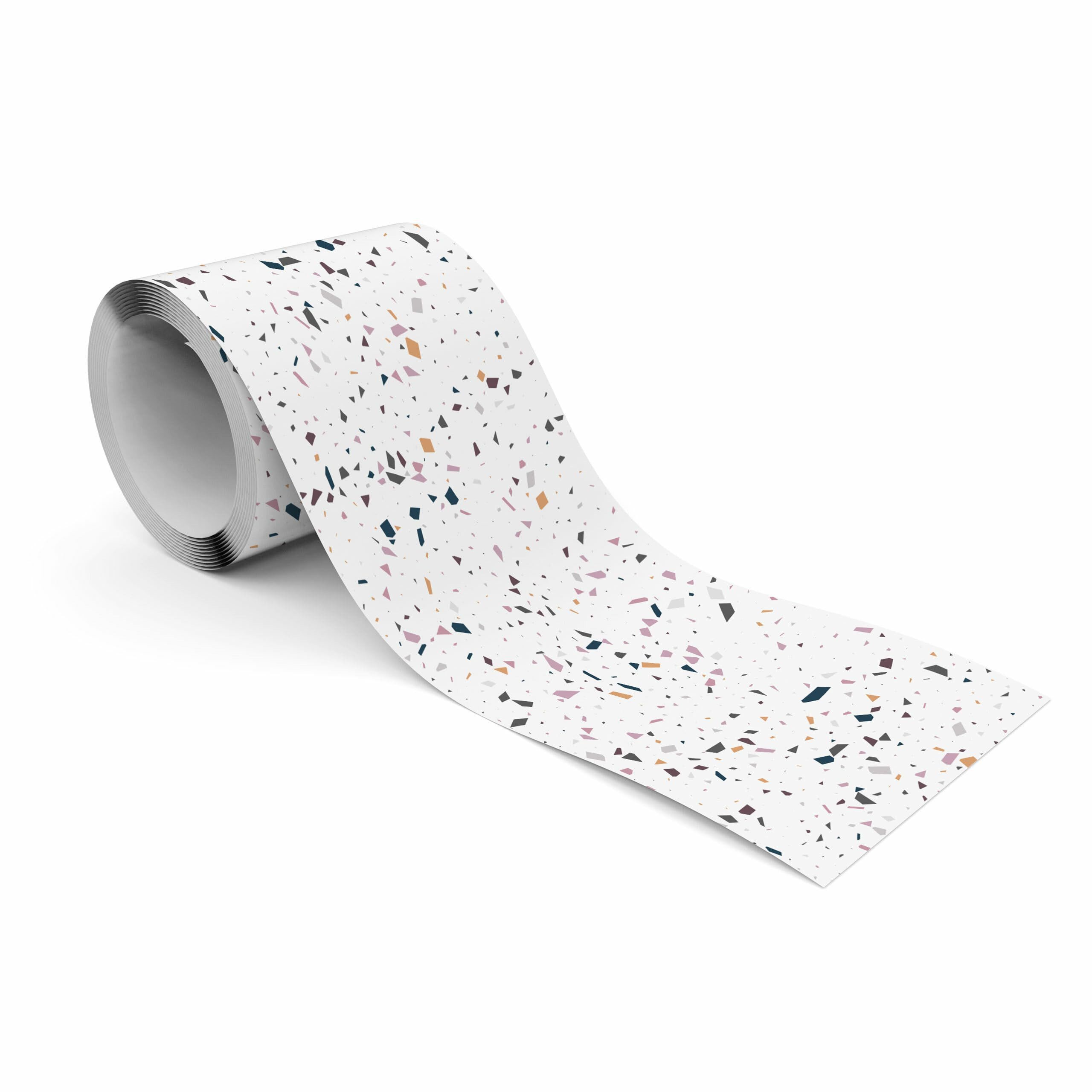 Muralo Bordüre Wandbordüre selbstklebend Muster – Tapetenbordüre Wohnzimmer Flur, grafisch, Zarter Terrazzo, 10 x 300 cm, abriebfest, abwischbar