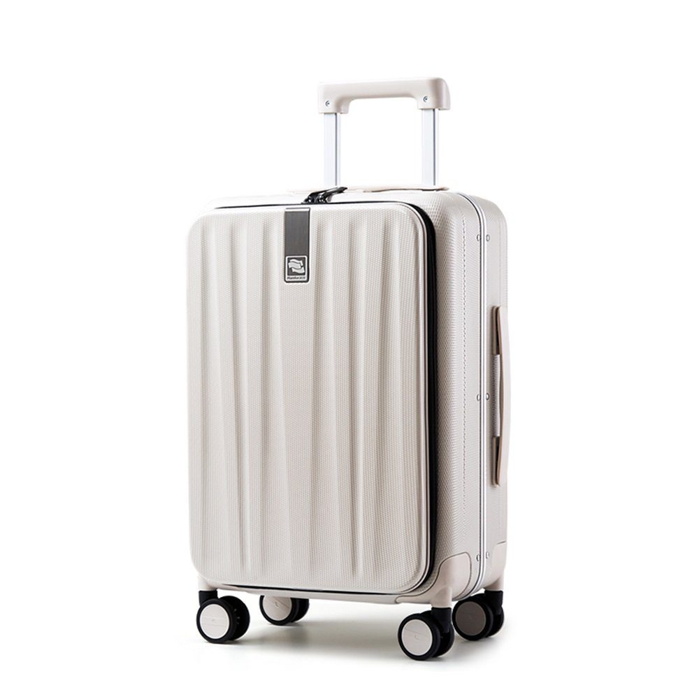 Handgepäckkoffer Premium Hanke mit Hartschalen-Trolley Seitenklappe, Polycarbonat, TSA weiss