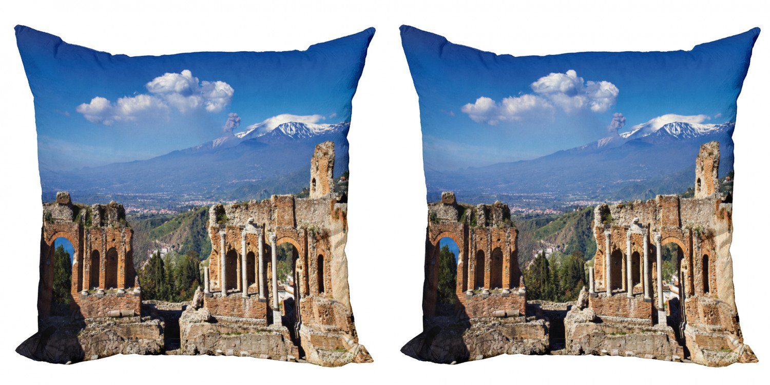 Kissenbezüge Modern Accent Doppelseitiger Digitaldruck, Abakuhaus (2 Stück), Sizilien Griechisch Römische Ruinen Landschaft