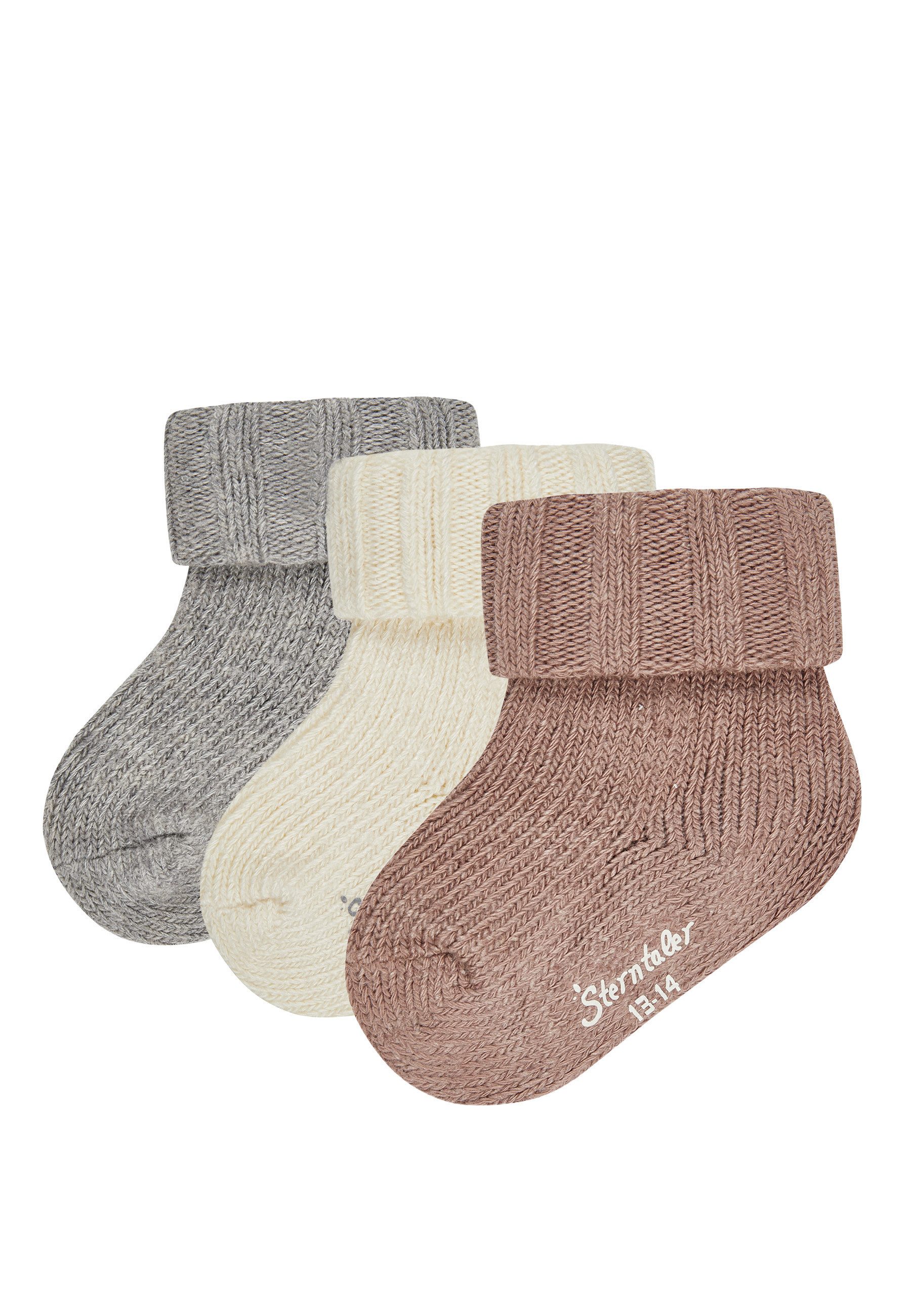 Basicsocken Multipack Baby Socken mit Umschlag, aus Wolle