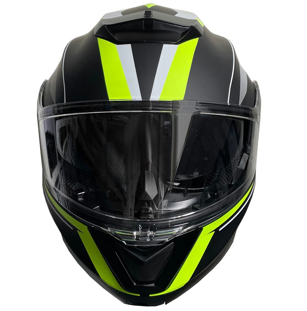 RALLOX Helmets Motorradhelm Klapphelm 160 Motorradhelm Helm Rollerhelm matt schwarz neon grün – Bild 5 von 5