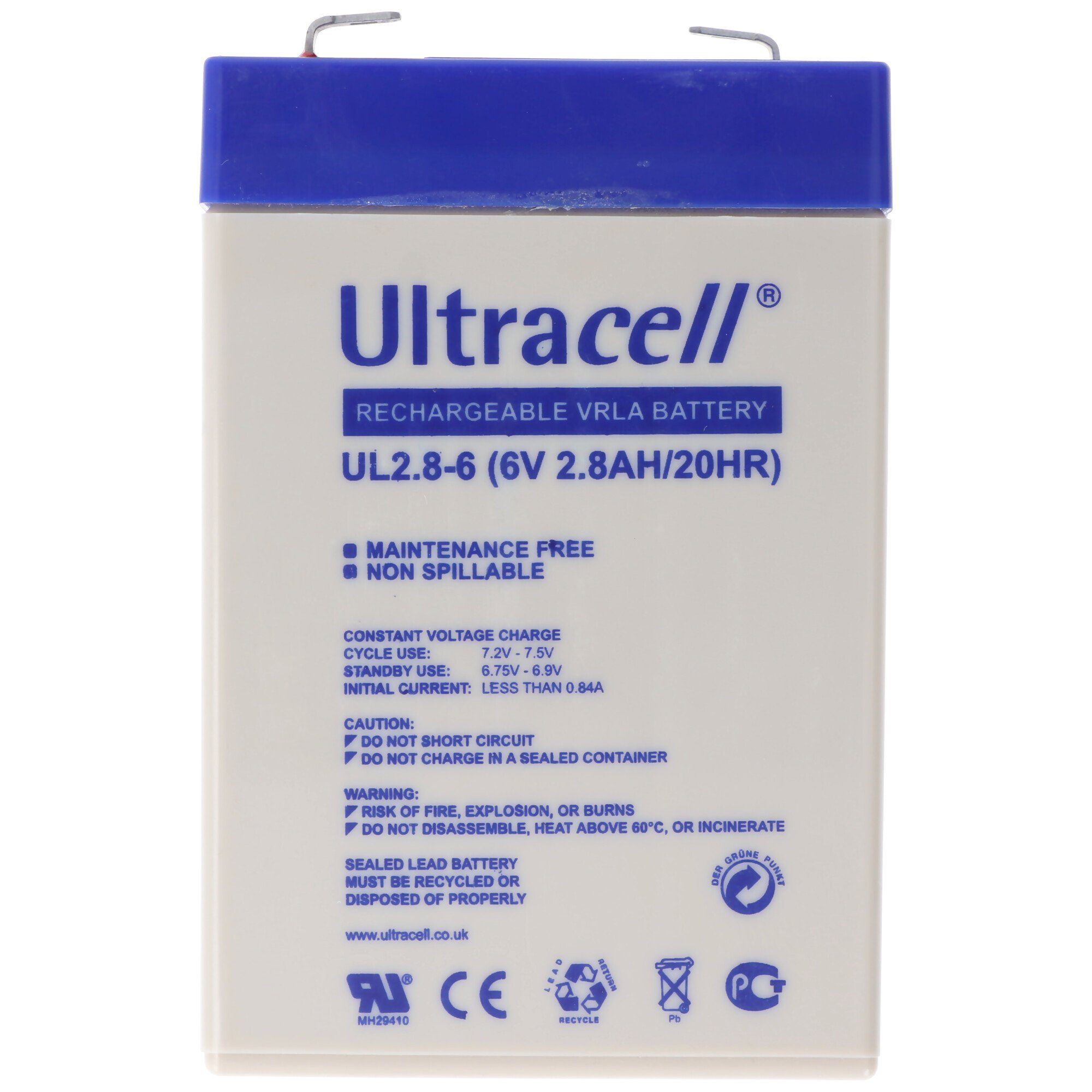 Ultracell Ultracell UL2.8-6 6V 2,8Ah Bleiakku AGM Blei Gel Akku Akku 2800 mAh (6,0 V)