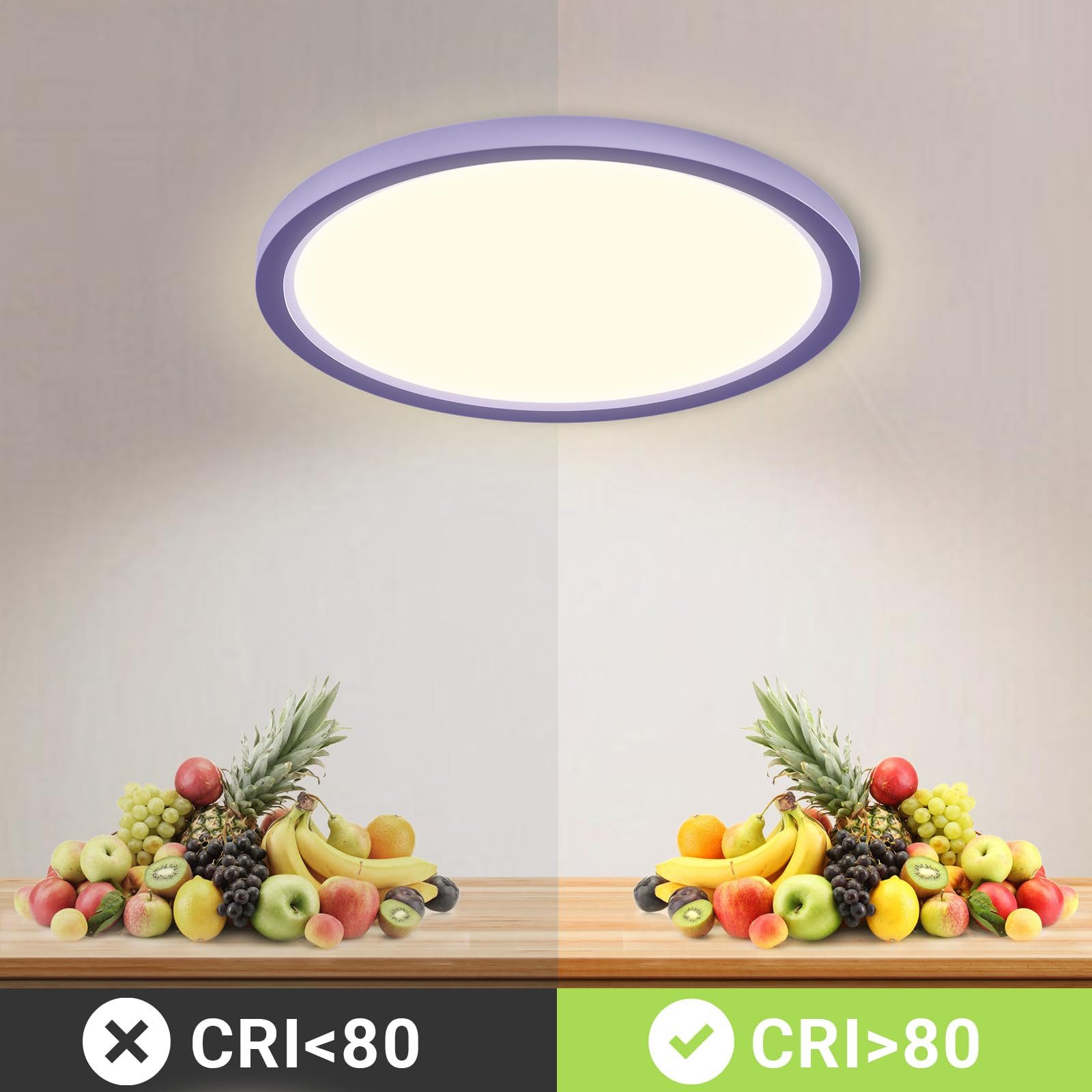 LQWELL LED Deckenleuchte Deckenleuchte Vielseitige Beleuchtung 1,6CM Ultradünne runde, 24W, LED fest integriert, Warmweiß (3000K)/ Neutralweiß (4000K)/ Kaltweiß (6500K), augenschonende Deckenbeleuchtung, für Wohnzimmer Badezimmer Schlafzimmer Küche Balkon Keller Büro
