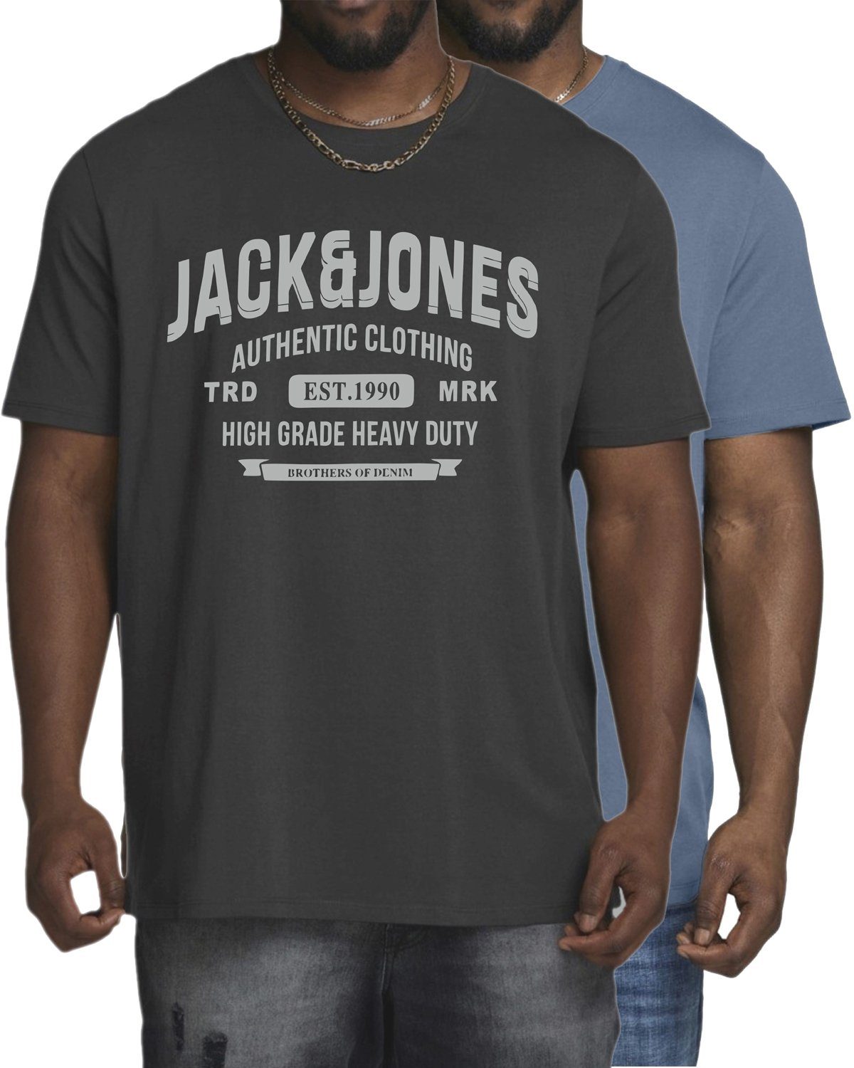 Jack & Jones Print-Shirt (2er-Pack) in Unifarben, aus Baumwolle Pack-06
