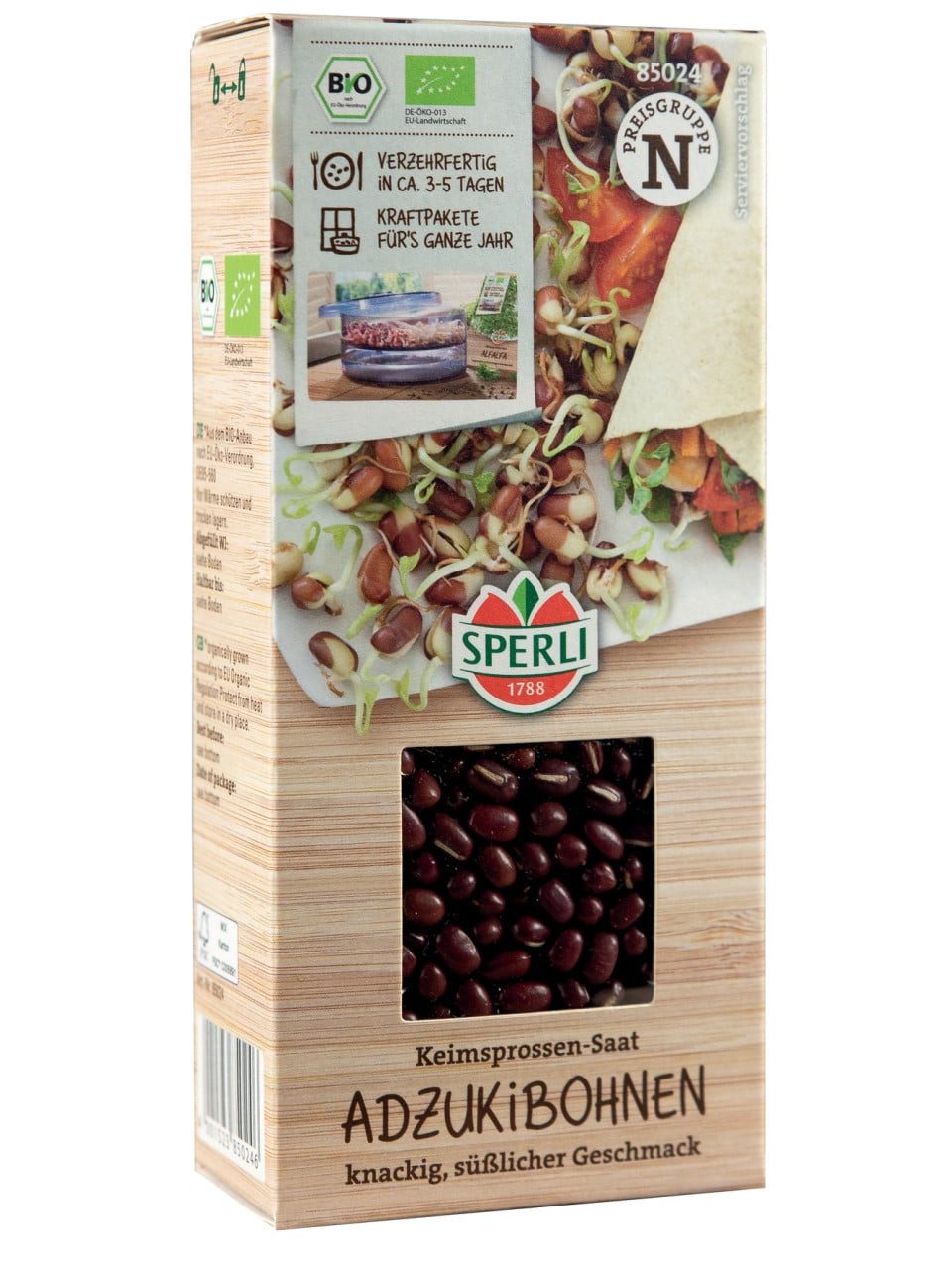 Sperli Kräutersamen Sperli BIO Keimsprossen-Saat Adzukibohne, Bio