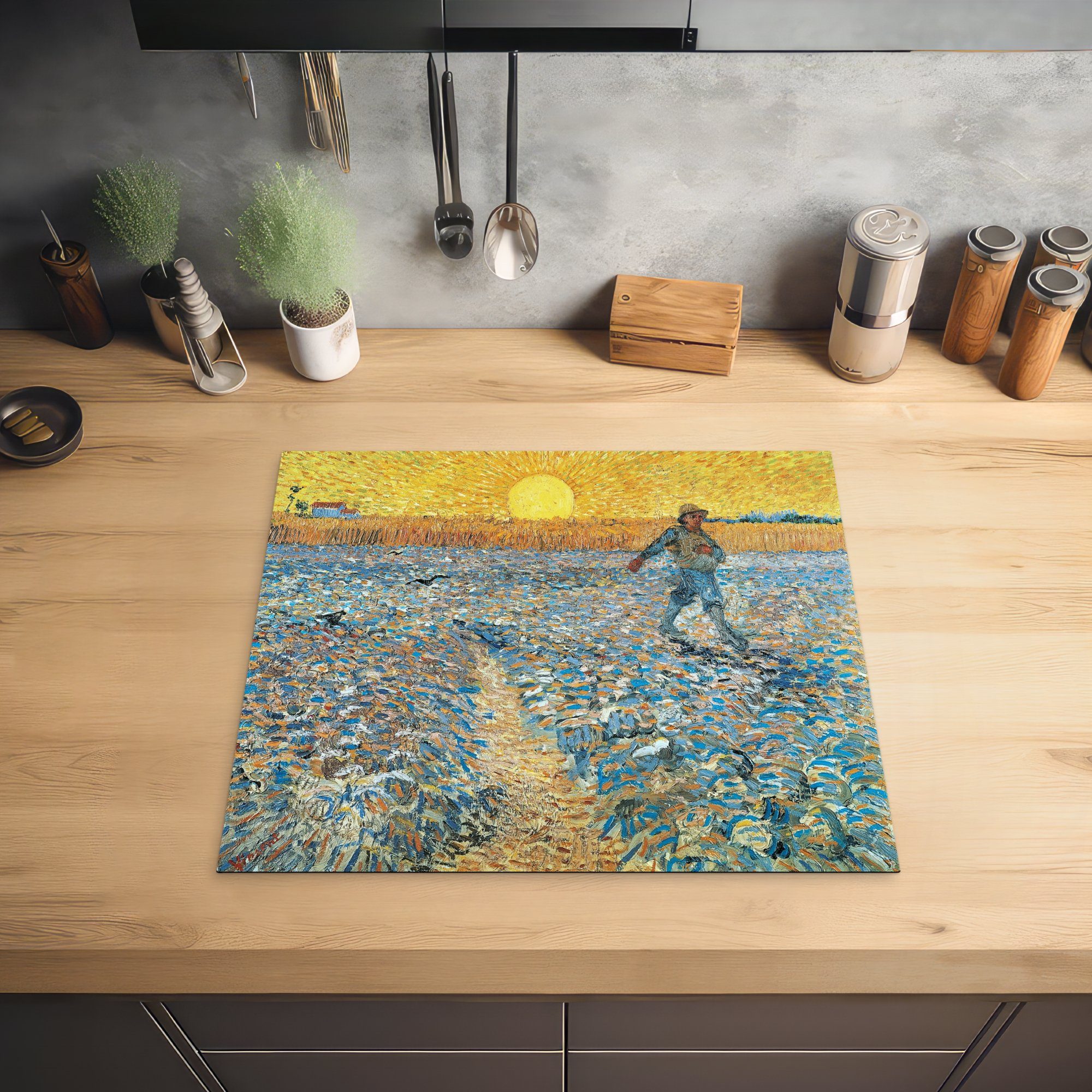 MuchoWow van küche, 59x52 Herdblende-/Abdeckplatte Induktionsmatte cm, Sämann - tlg), die Der für Ceranfeldabdeckung Vincent (1 Vinyl, Gogh,