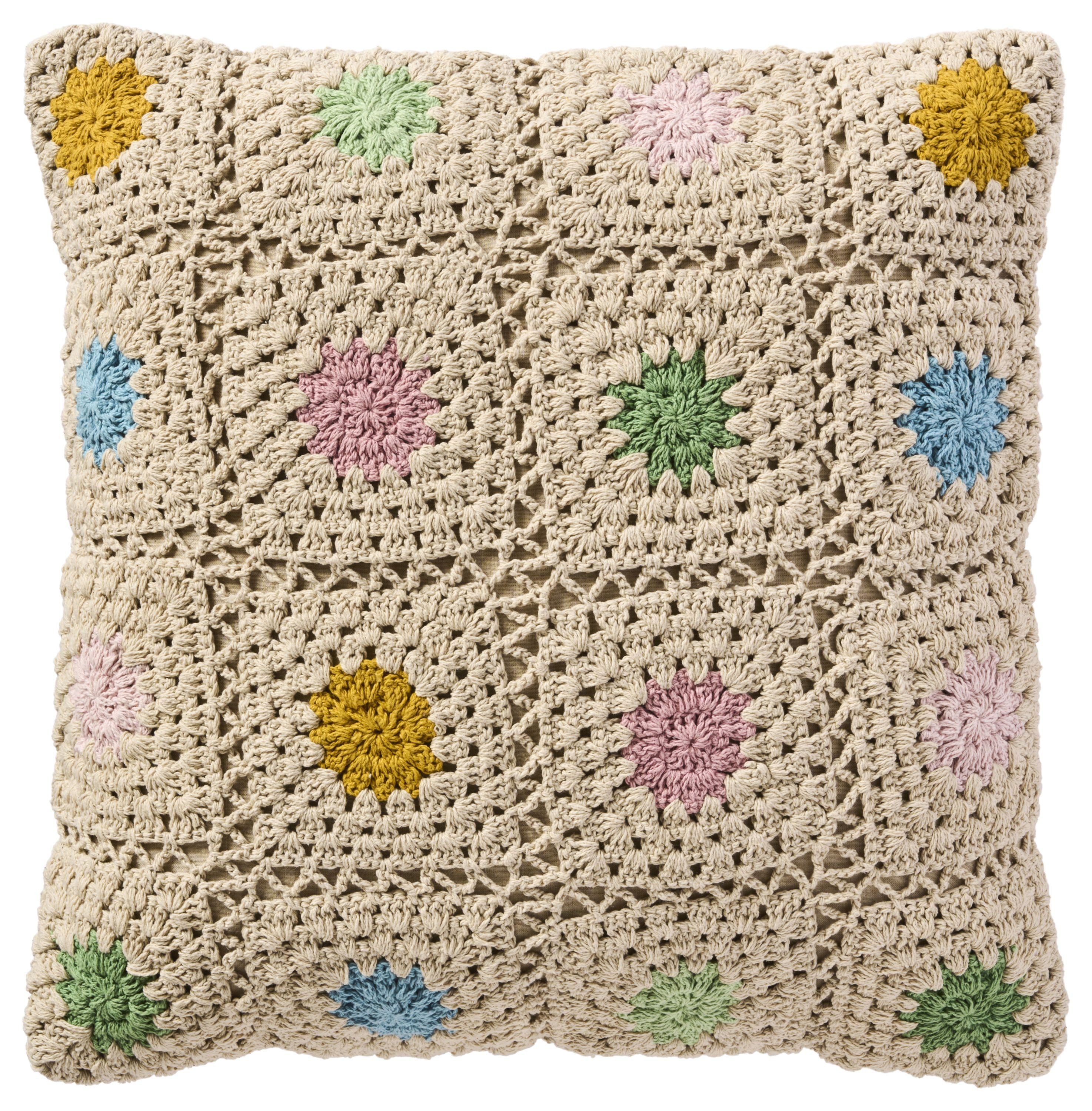 Ib Laursen Kissenbezug Ib Laursen - Kissenbezug Kissenhülle 50x50cm Gehäkelt Natur Bunte