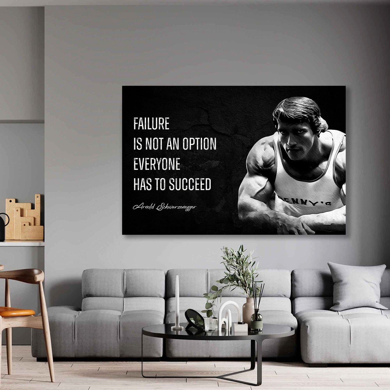 Artedinoi Leinwandbild Motivation Bodybuilder Zitat Sport Leinwandbild Wandbild XL Deko, Arnold Schwarzenegger mit Zitat